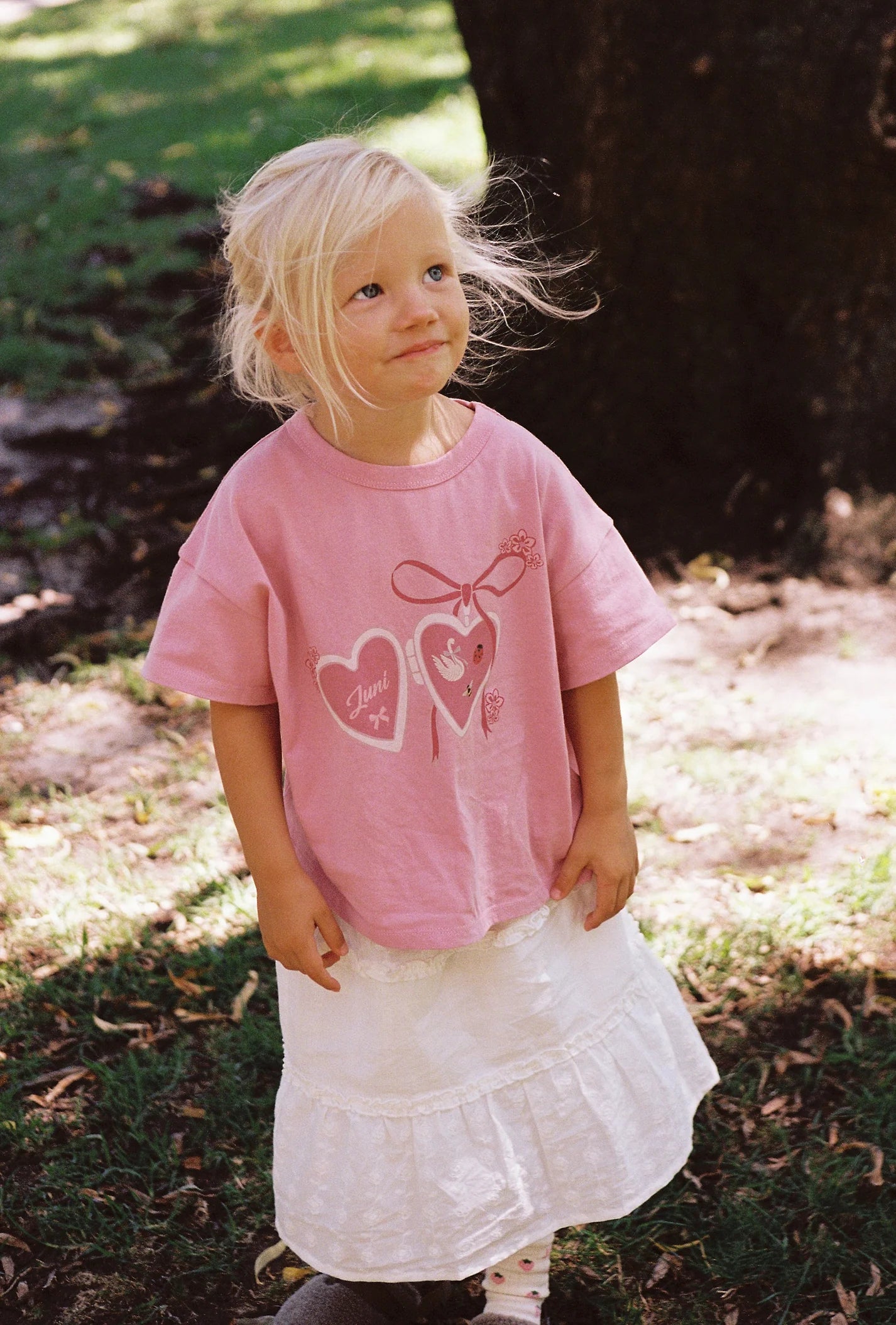 JUNI JNR - Love Locket Tee Pink