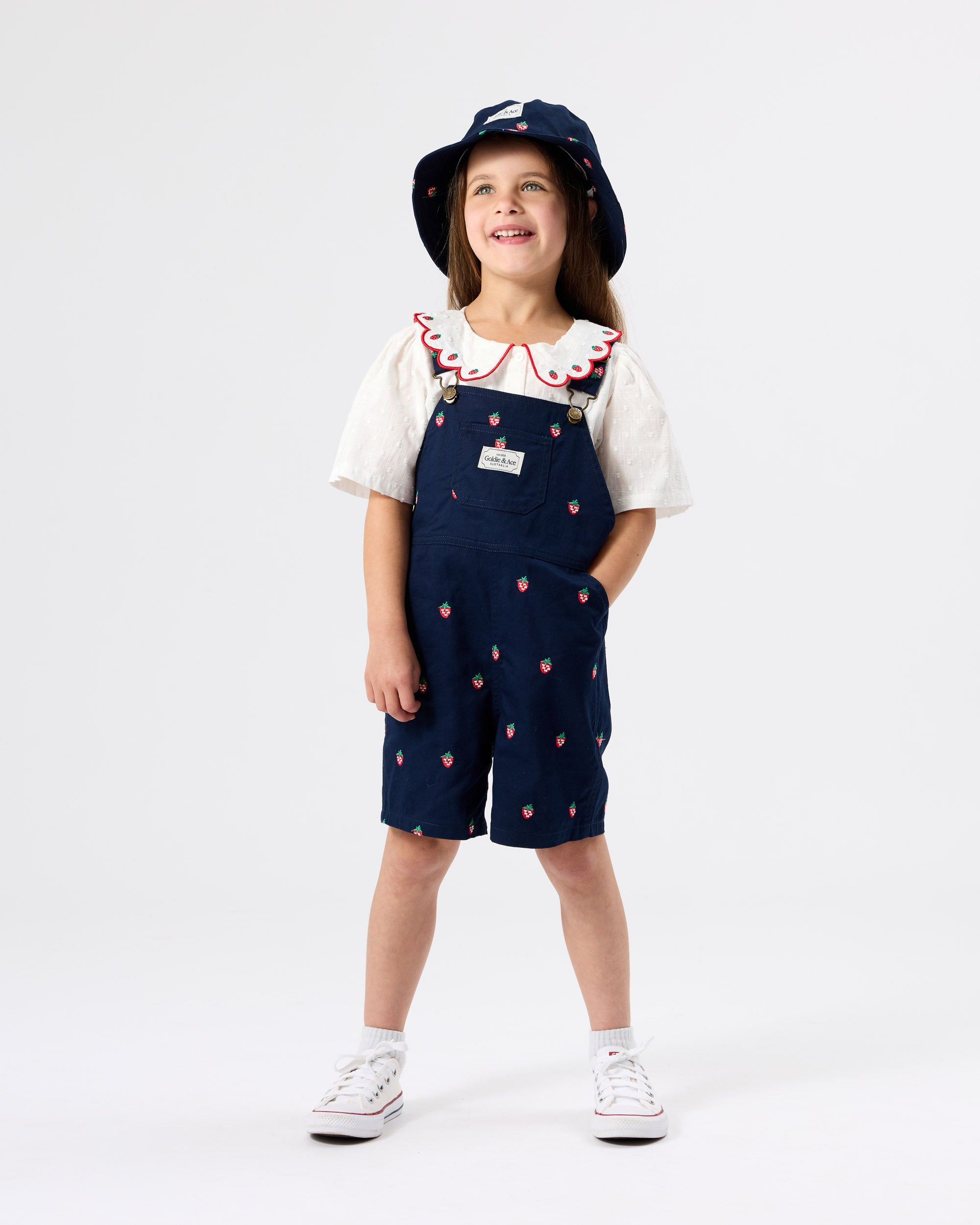 Goldie + Ace - Mini Strawberry Embroidered Bucket Hat