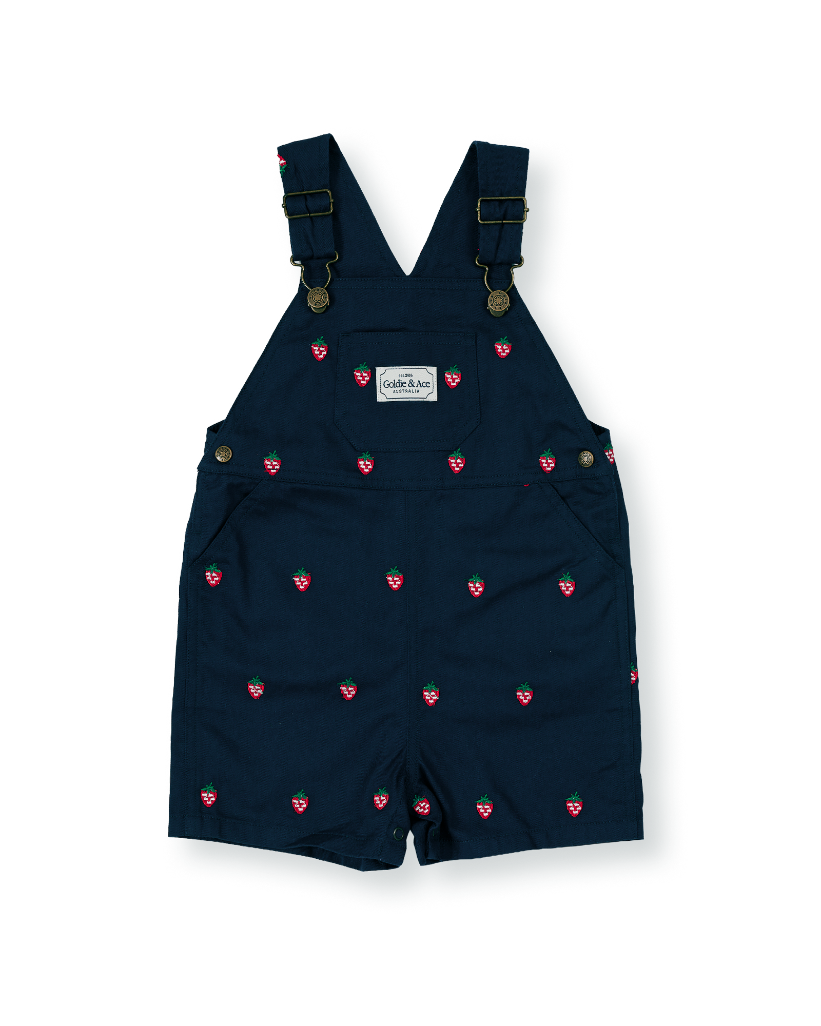 Goldie + Ace - Mini Strawberry Embroidered Burton Overalls