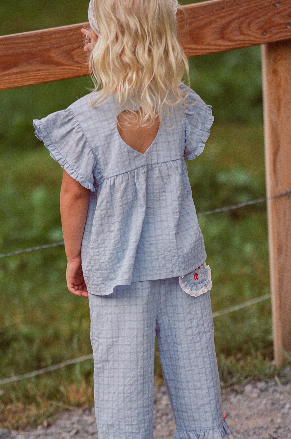 JUNI JNR - Daisy Blouse Sky Gingham