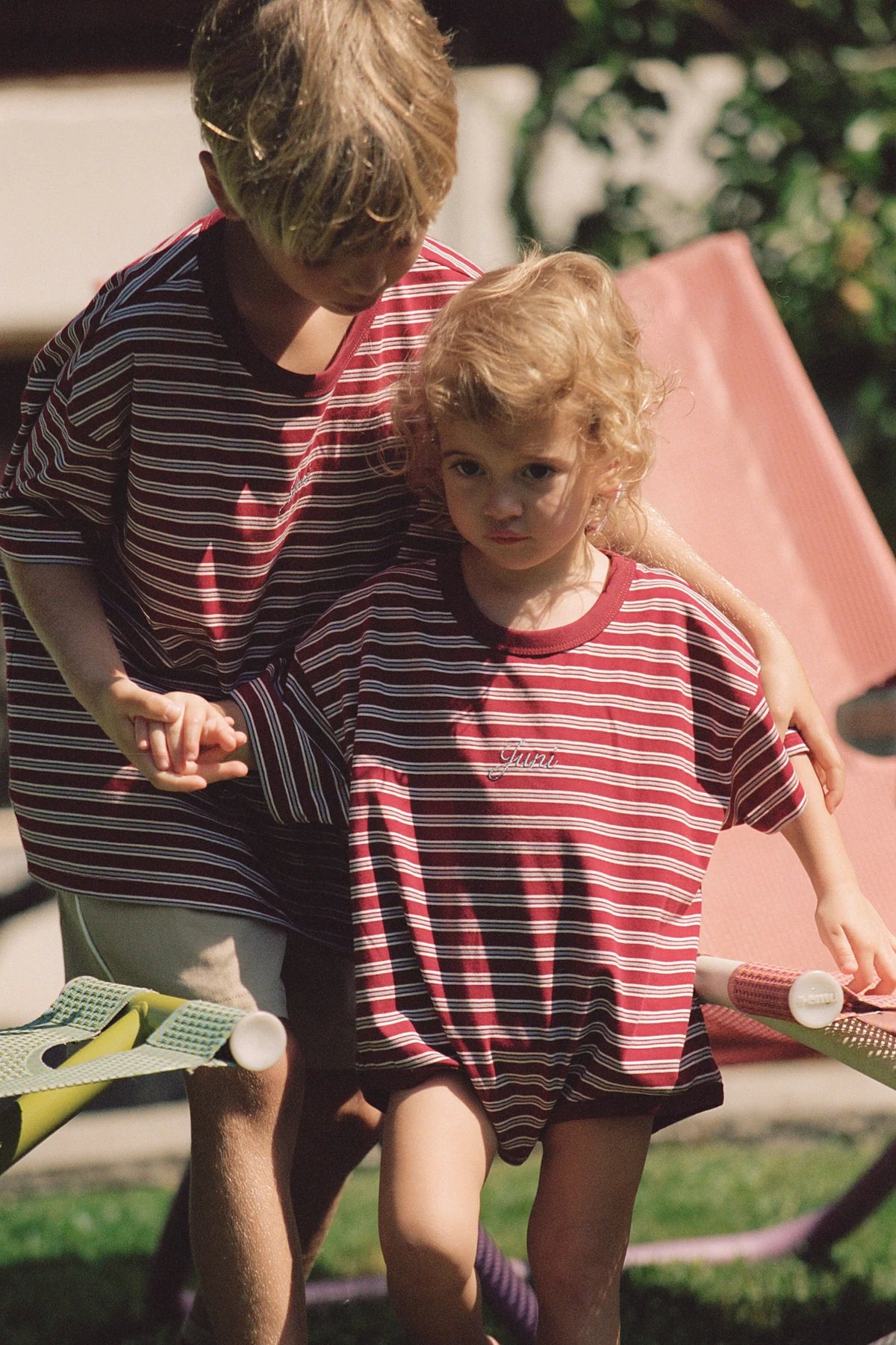 JUNI JNR - Riley T-Shirt Romper Cherry Stripe