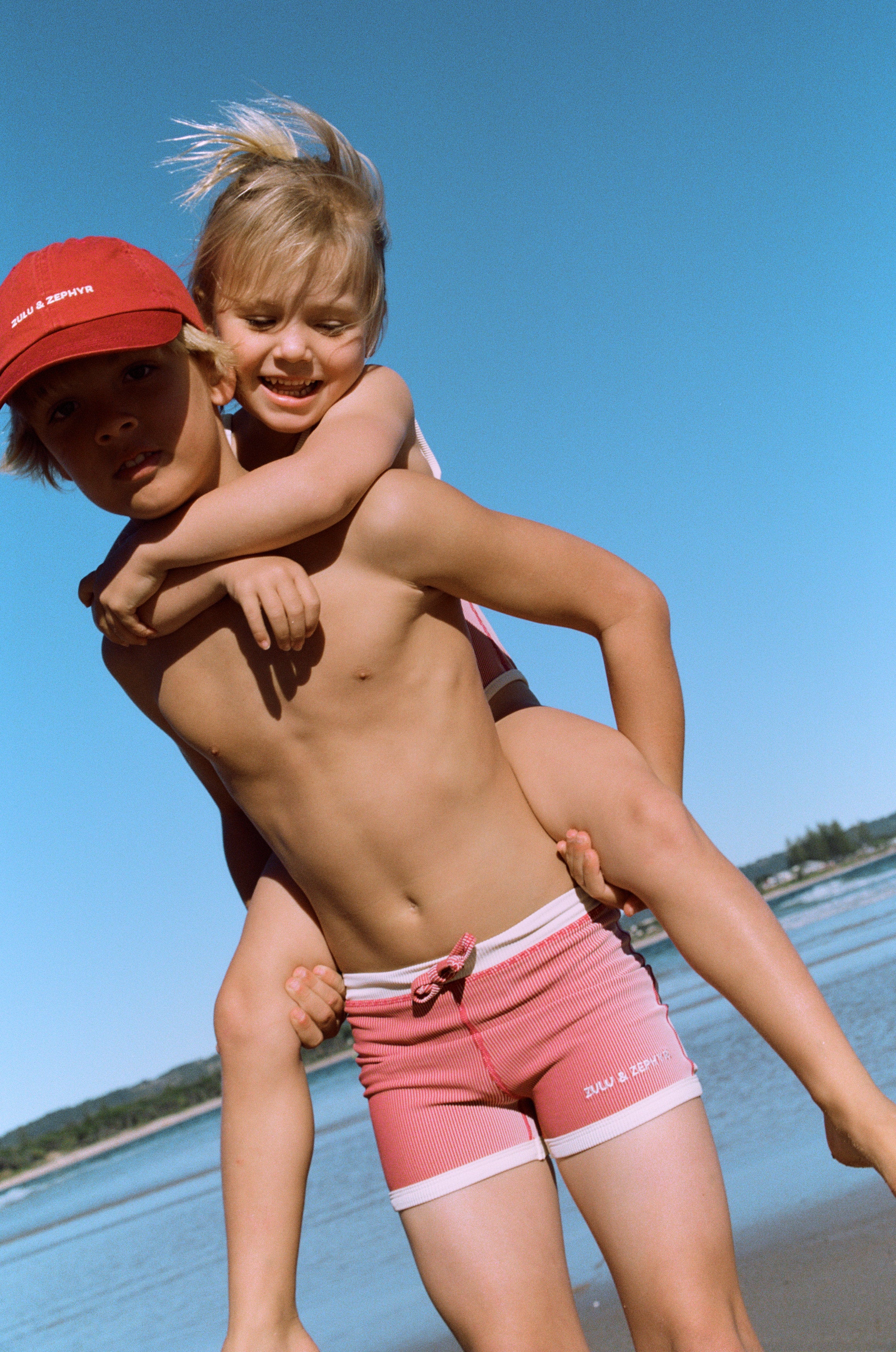 Zulu & Zephyr - Mini Stripe Surf Short Clay Red