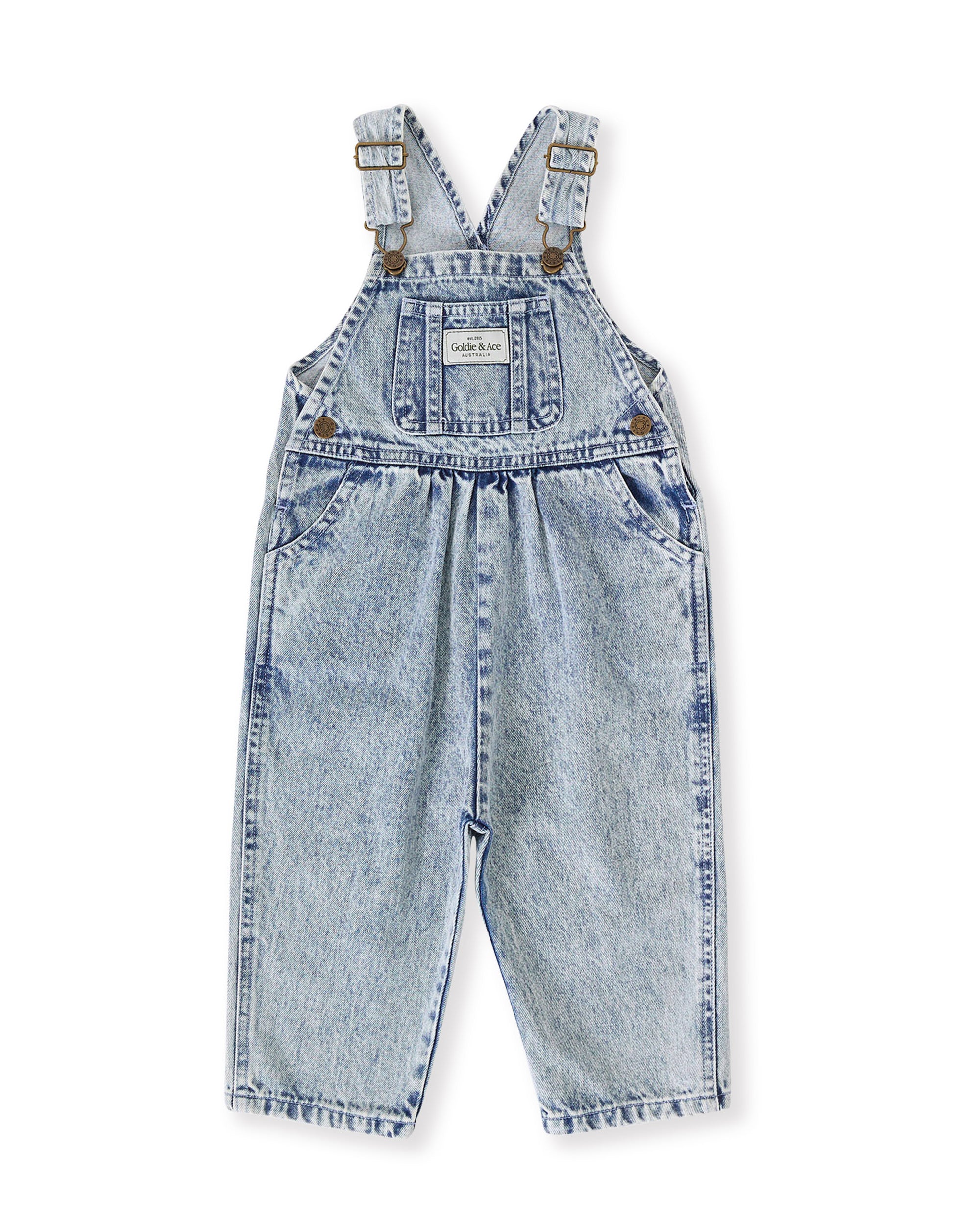 Goldie + Ace - Austin Vintage Washed Denim Overalls Light Denim