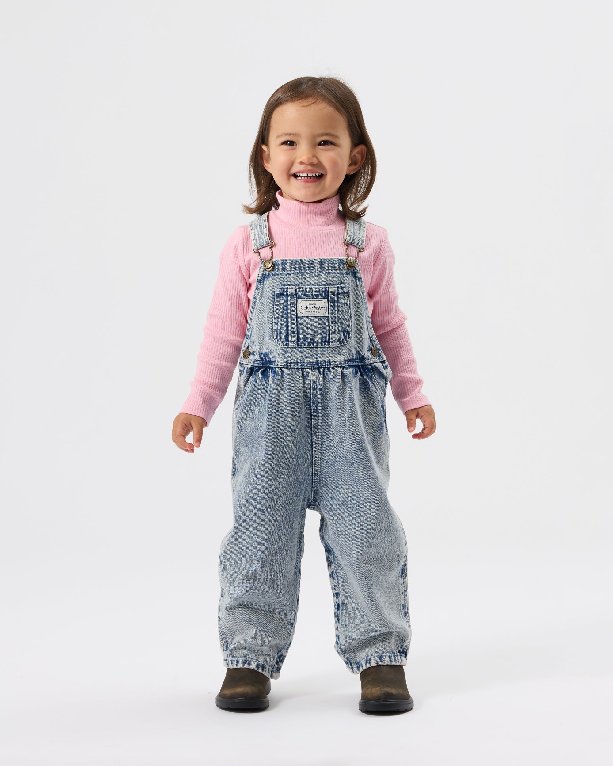 Goldie + Ace - Austin Vintage Washed Denim Overalls Light Denim