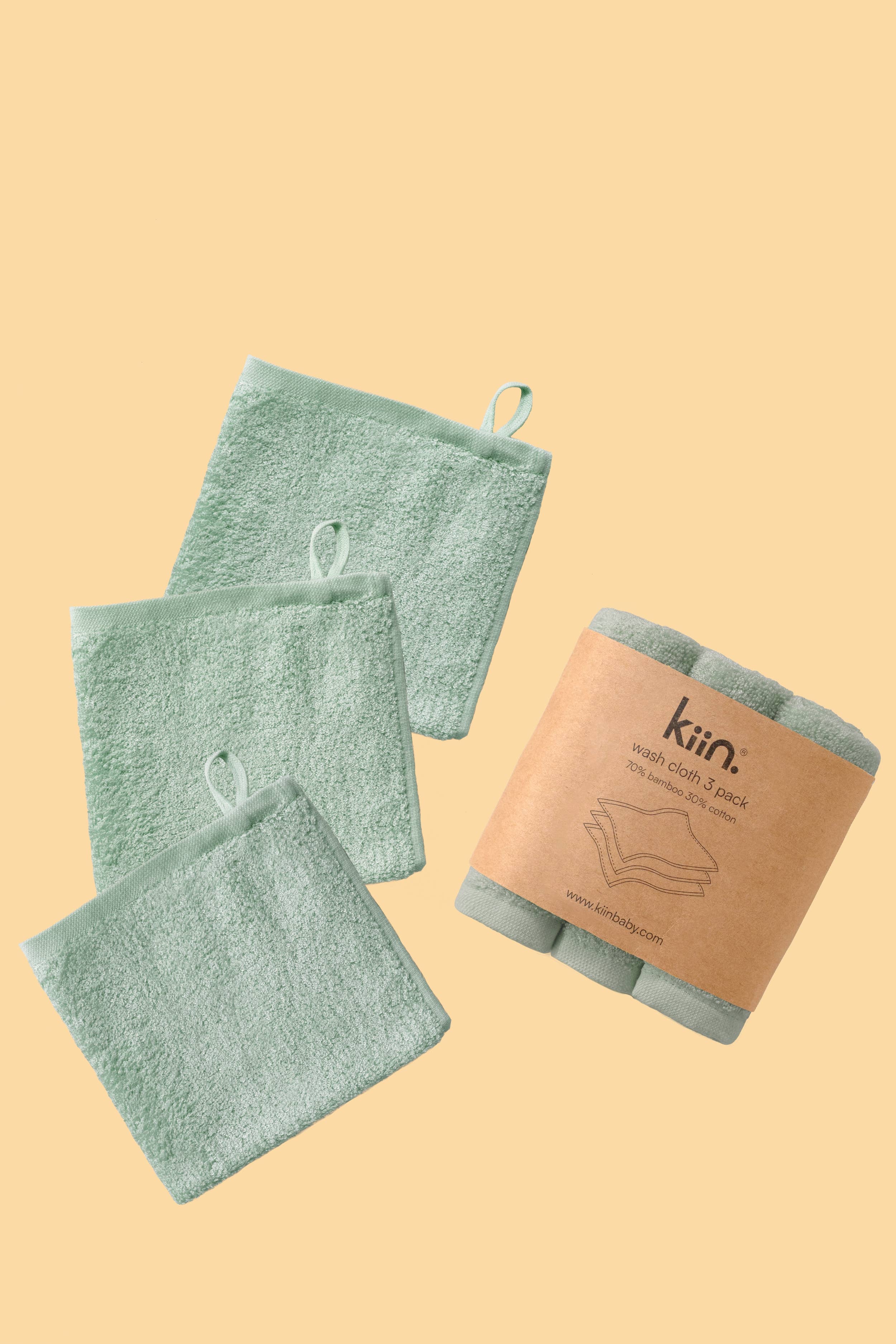 Kiin Baby - Wash Cloths 3 Pack Sage