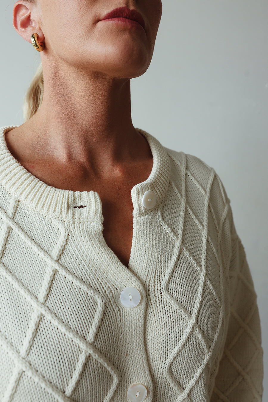 By Billie - Crochet Knit Cardigan Cream