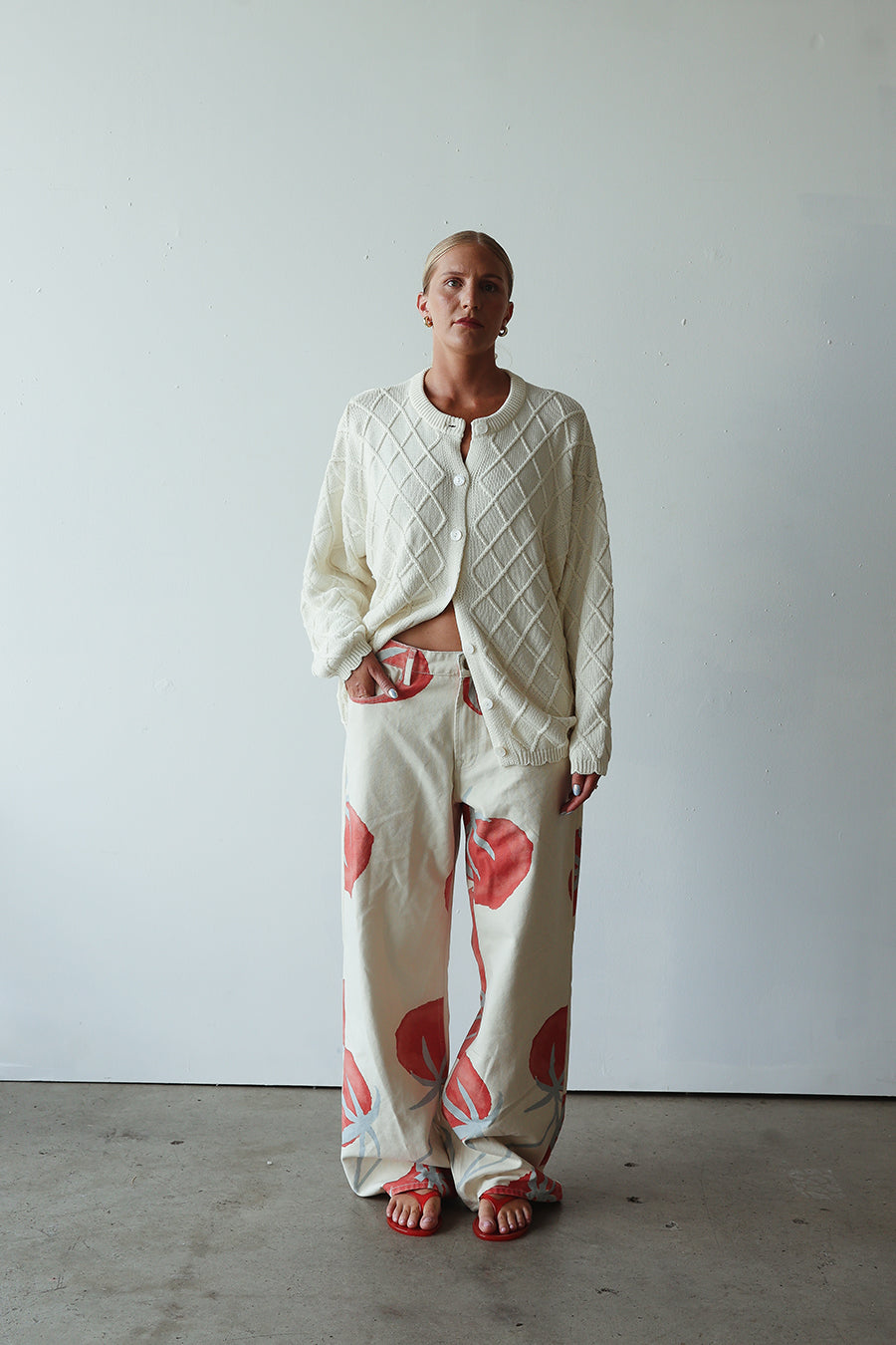 By Billie - Crochet Knit Cardigan Cream