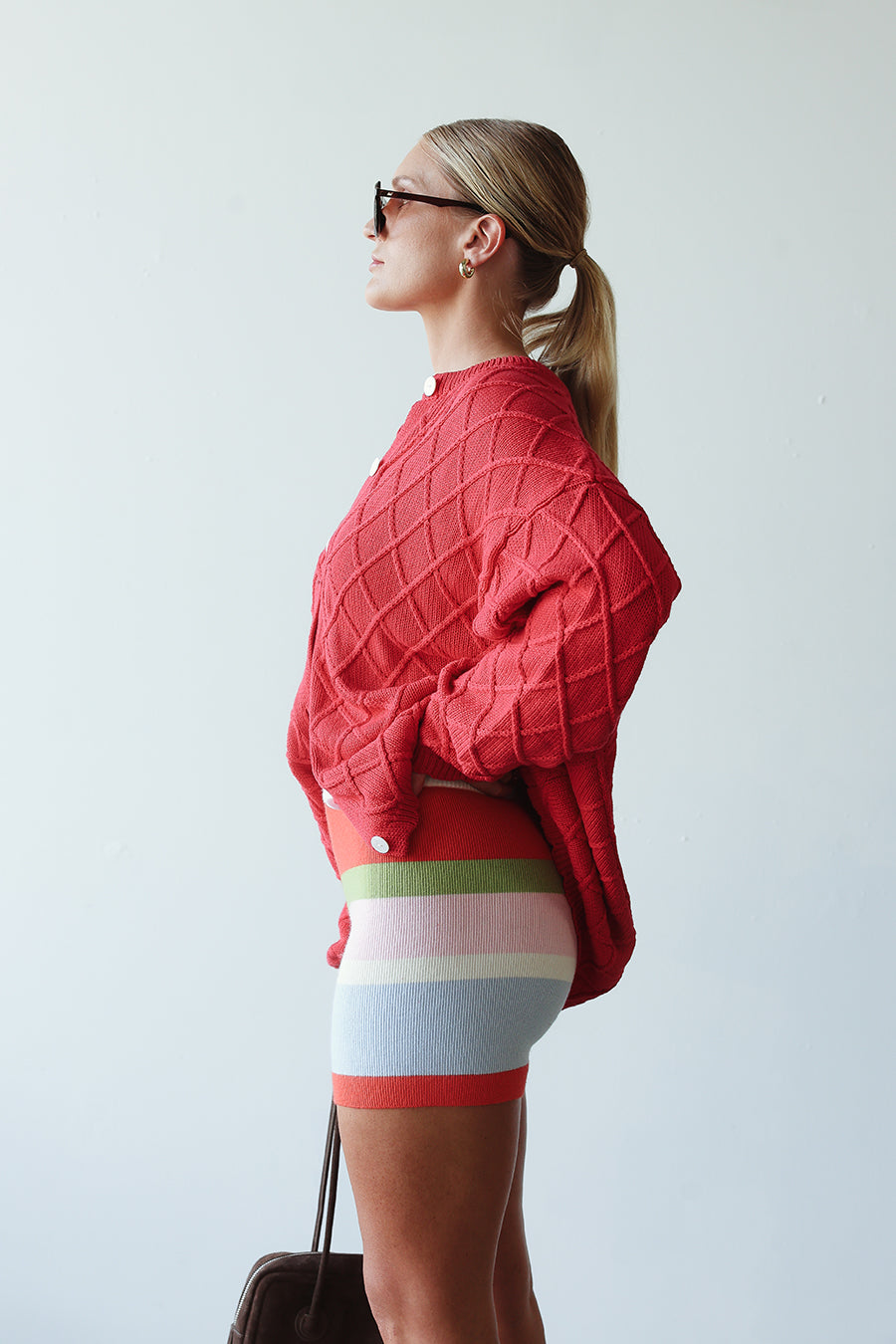 By Billie - Crochet Knit Cardigan Red
