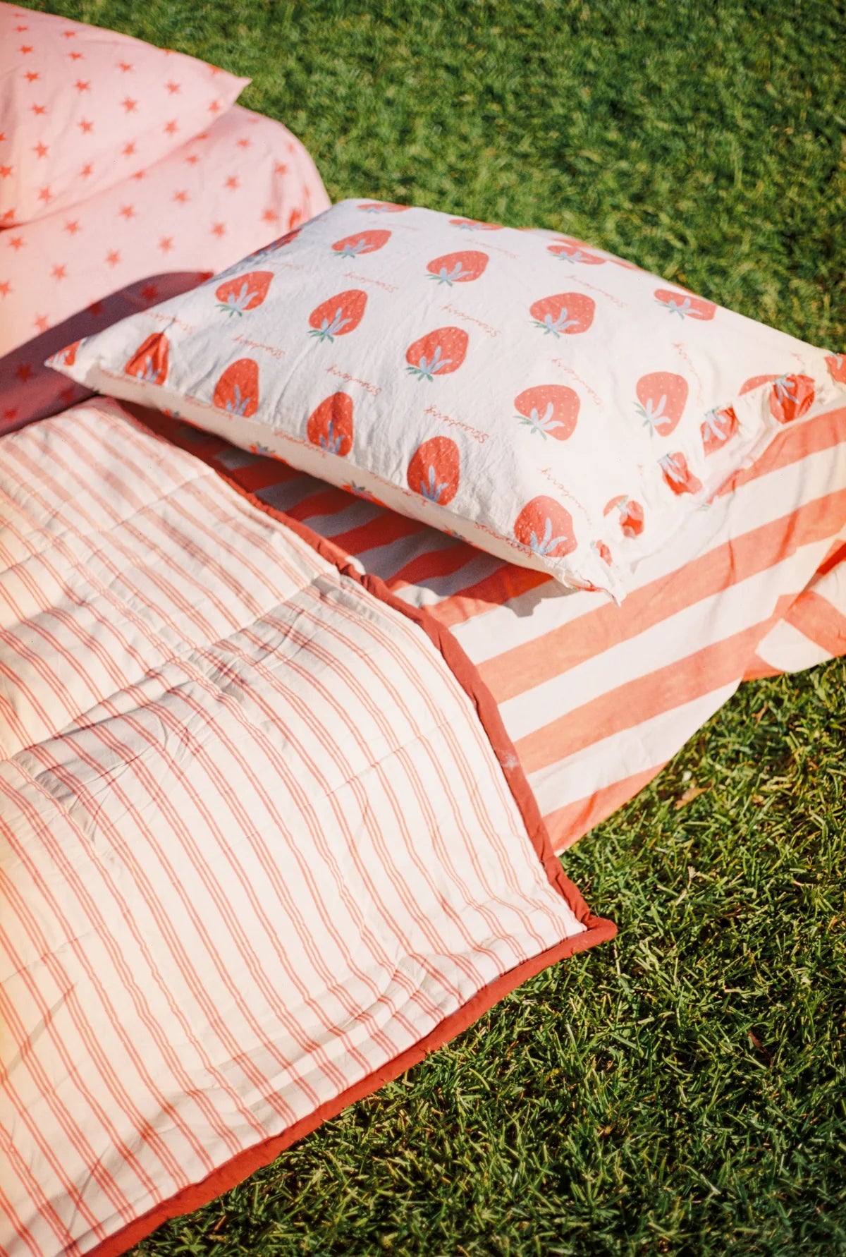 PRE-ORDER Play Linen - Cherry Stripe Fitted Sheet Cot