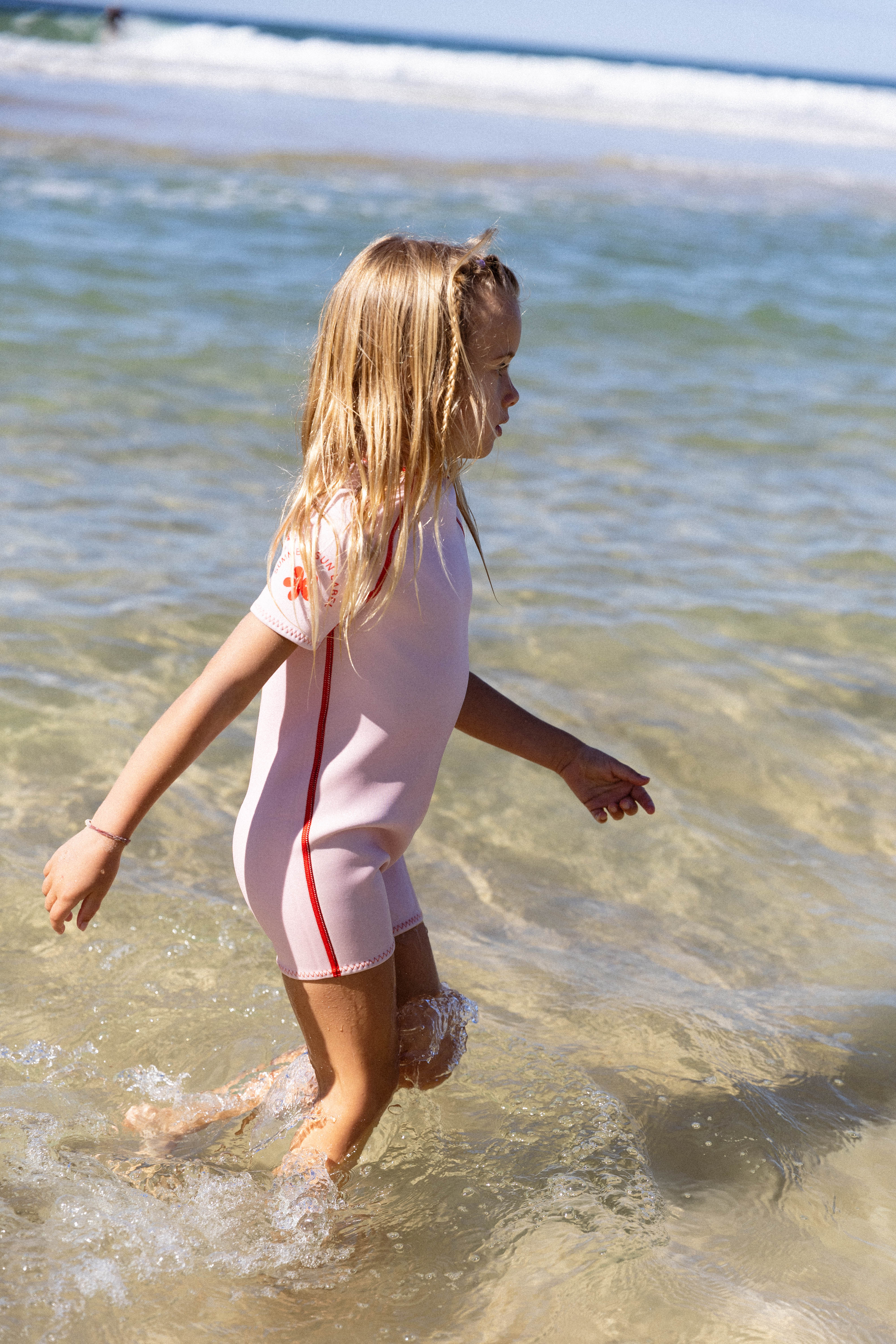 Summer Sun Label - Short Sleeve Springsuit Powder Pink/Tomato