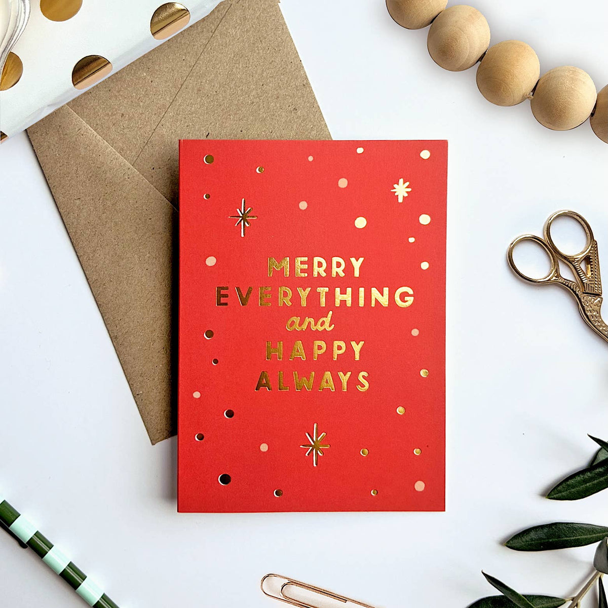 Lauren Sissons Studio - “Merry Everything” Gold Foil Christmas Greeting Card