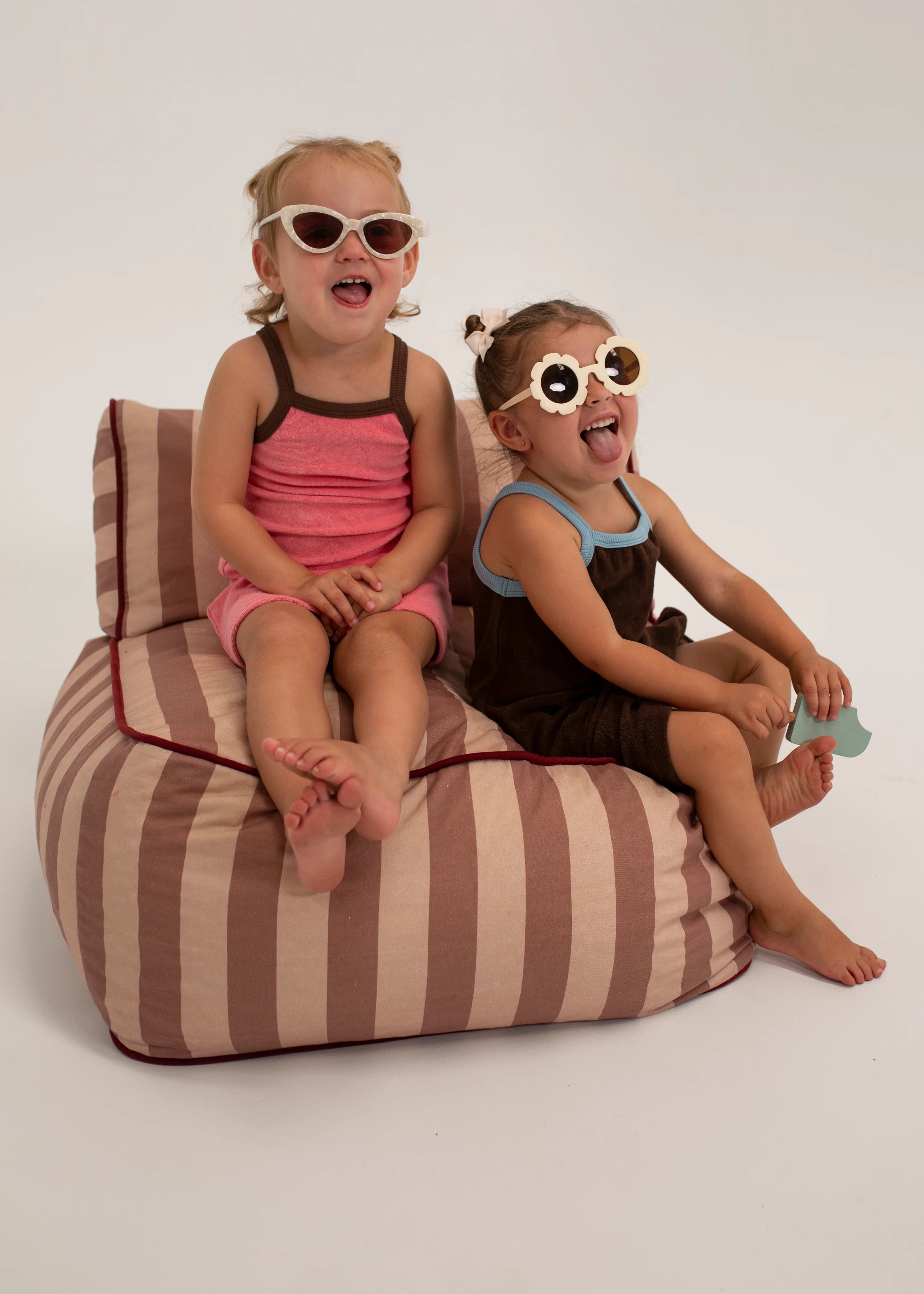 Tiny Trove - Stevie Terry Towelling Dress Dark Chocolate/Powder Blue