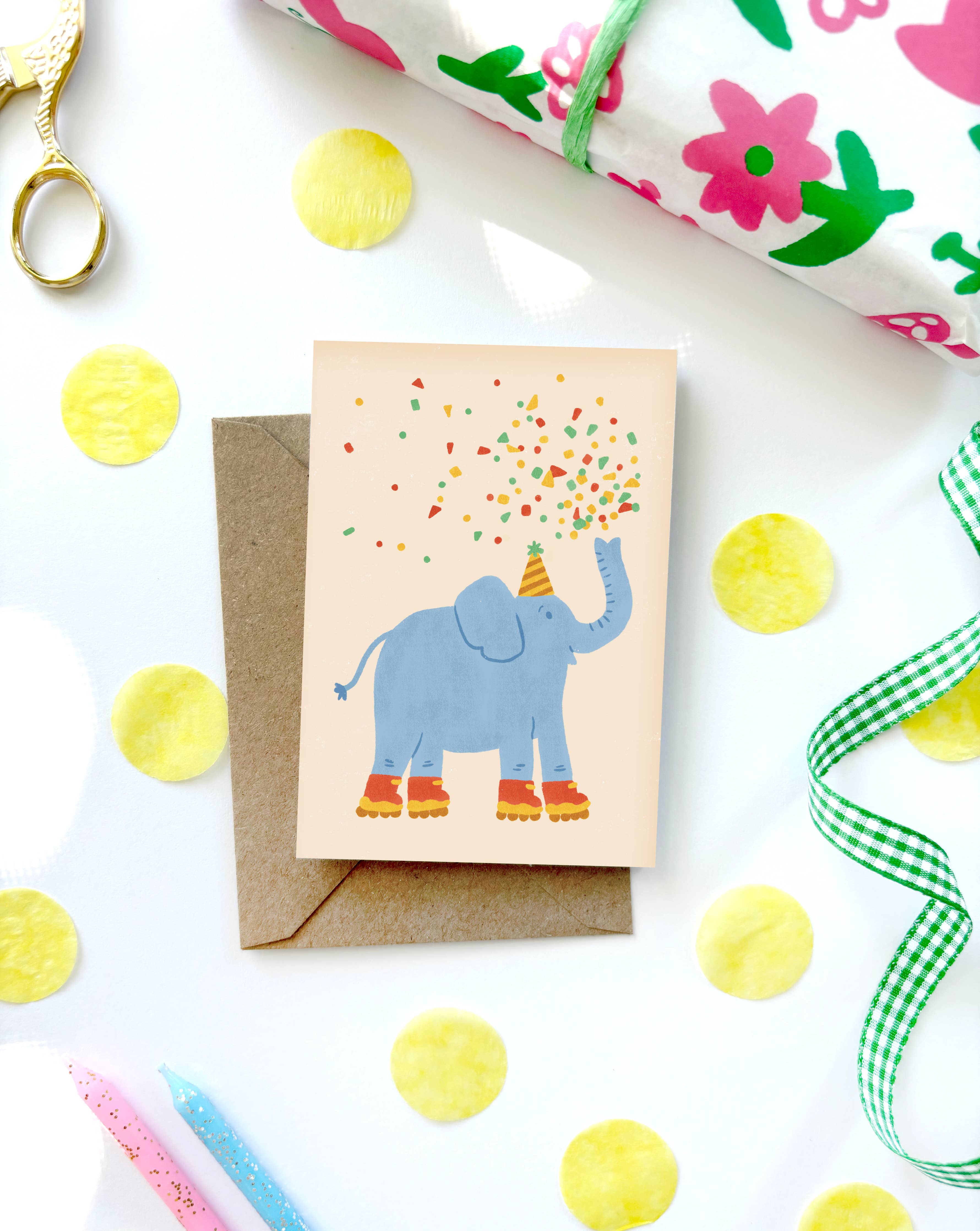Lauren Sissons Studio - Birthday Elephant Mini Card