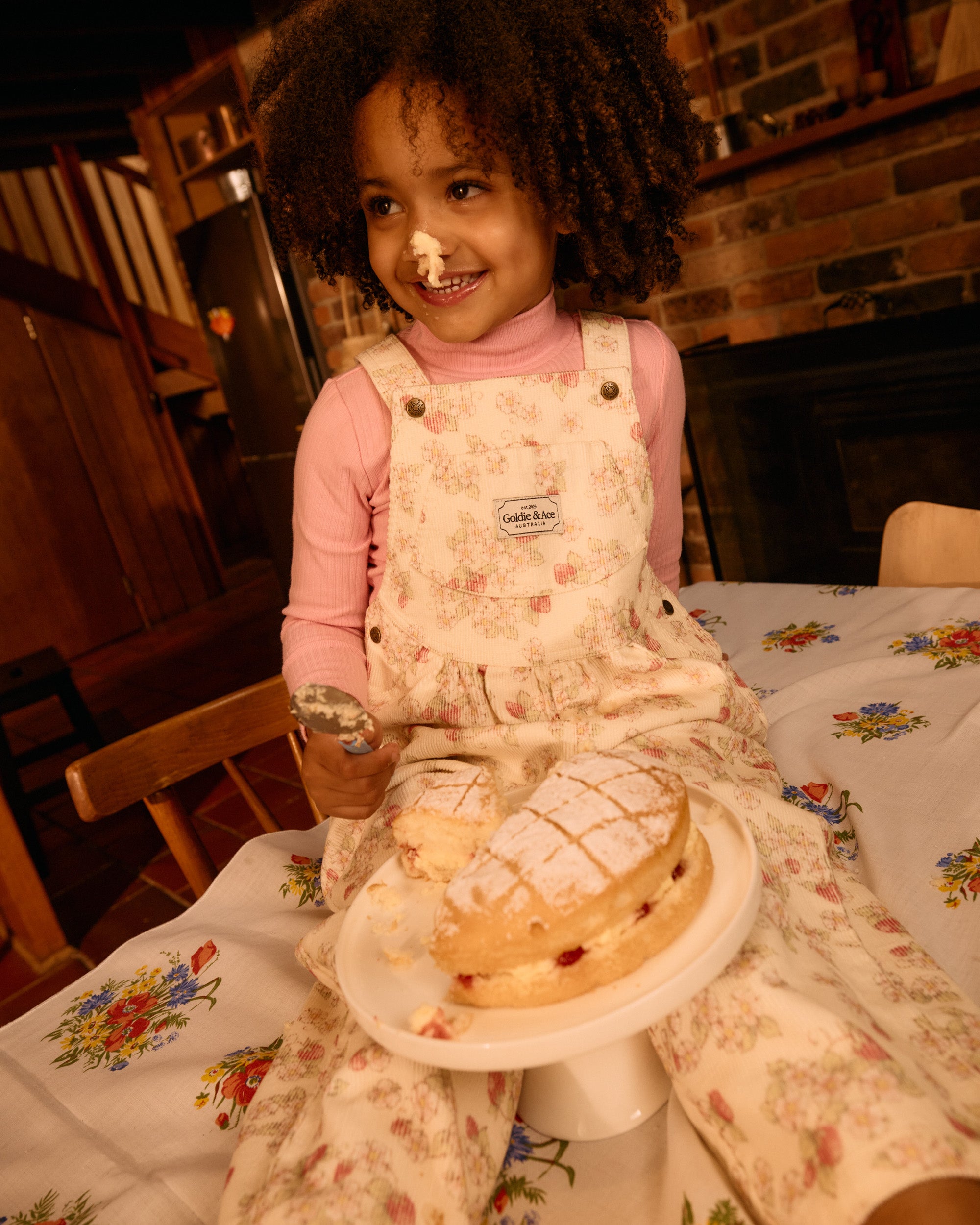 Goldie + Ace - Strawberry Fields Goldie Vintage Overalls - Size 1