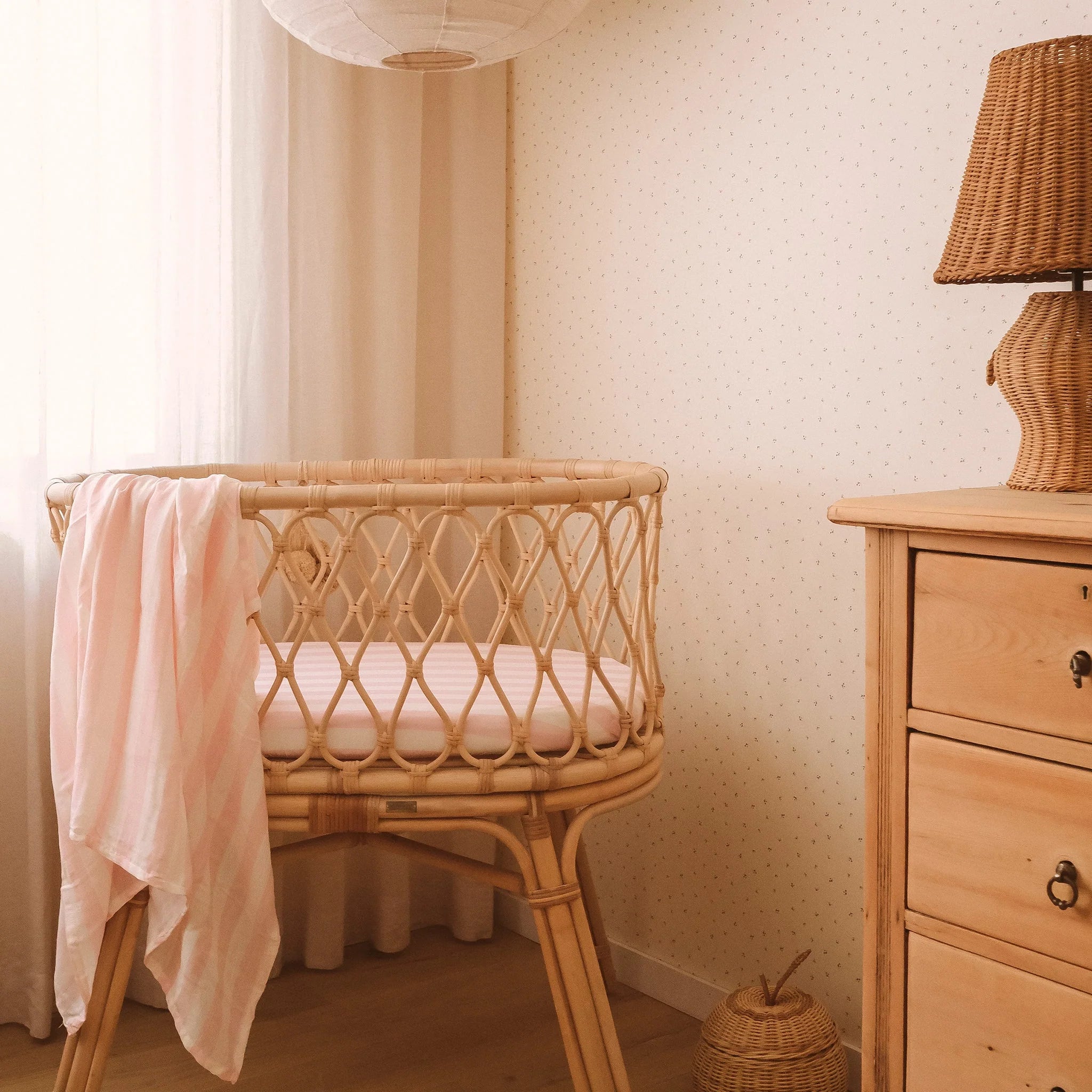 Fox & Fallow - Petal Stripe Organic Fitted Bassinet Sheet/Change Pad Cover