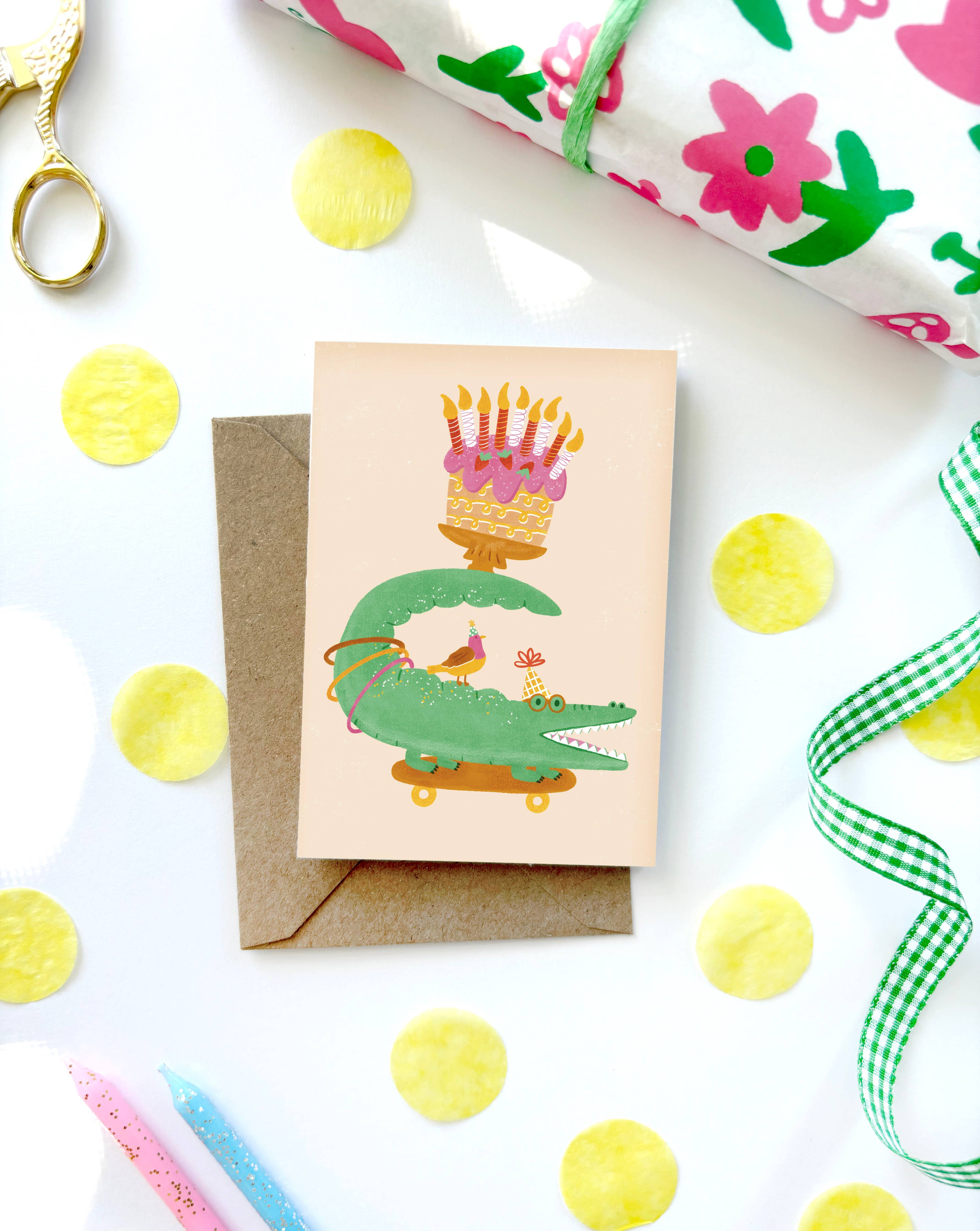 Lauren Sissons Studio - Birthday Crocodile Mini Card