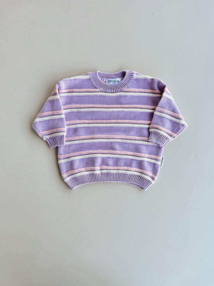 Freckles The Label - Raised Stripe Knit Set Aster/Sweetpea/Snow