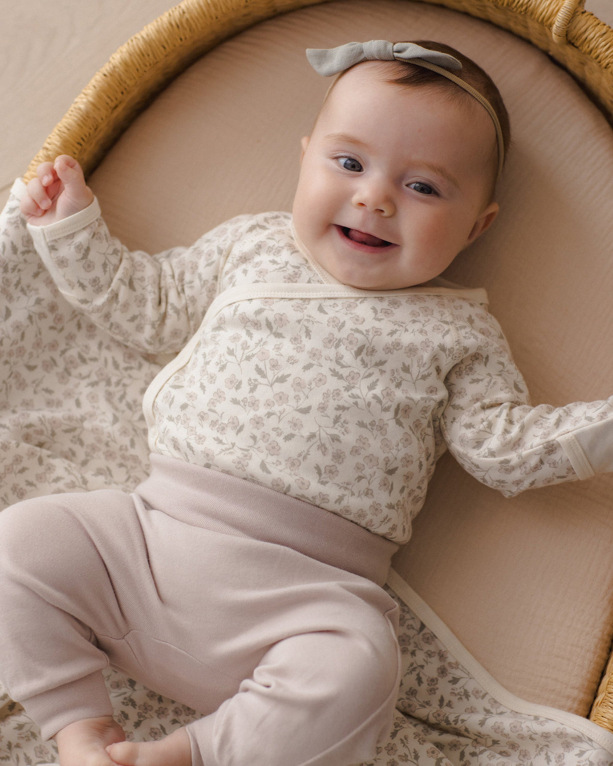 Quincy Mae Side Snap Bodysuit + Pant Set Floret