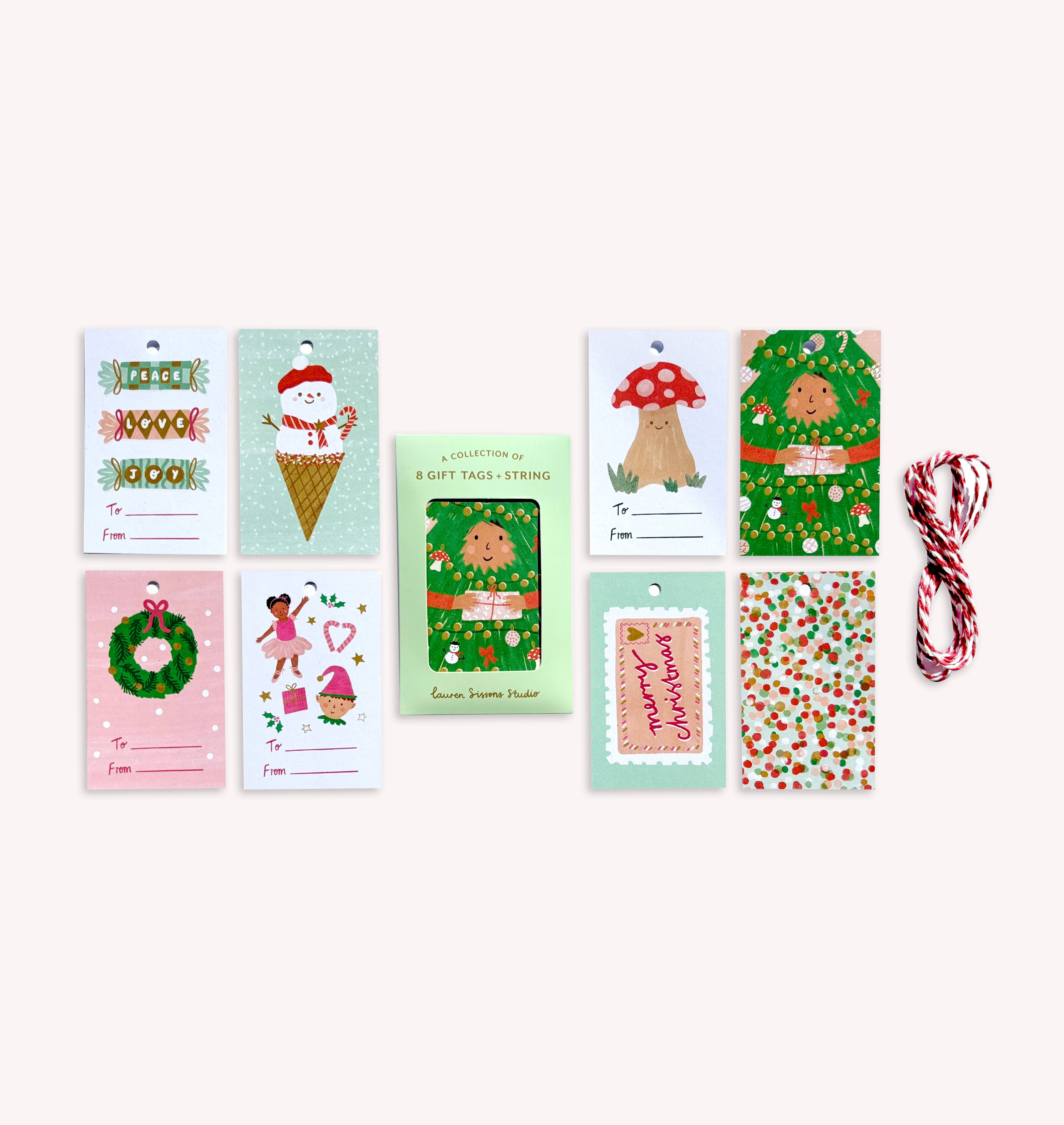 Lauren Sissons Studio - Festive Gift Tag Set (Pack of 8 With String)