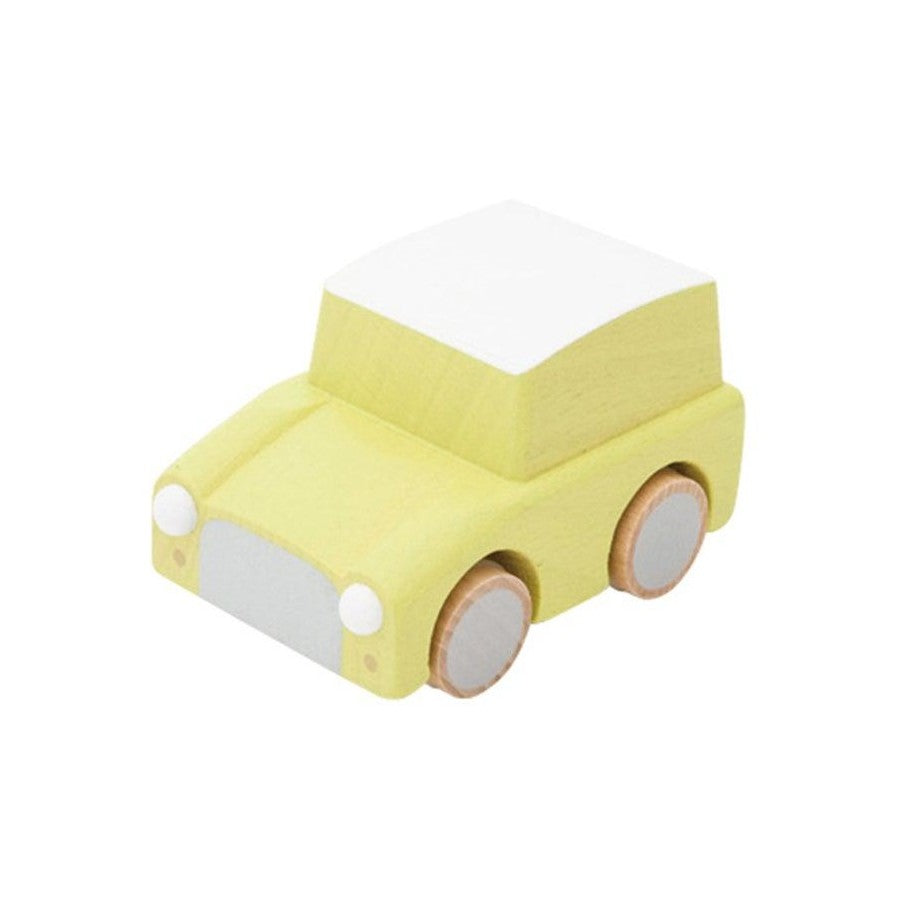 Kuruma Wooden Wind Up Car Yellow