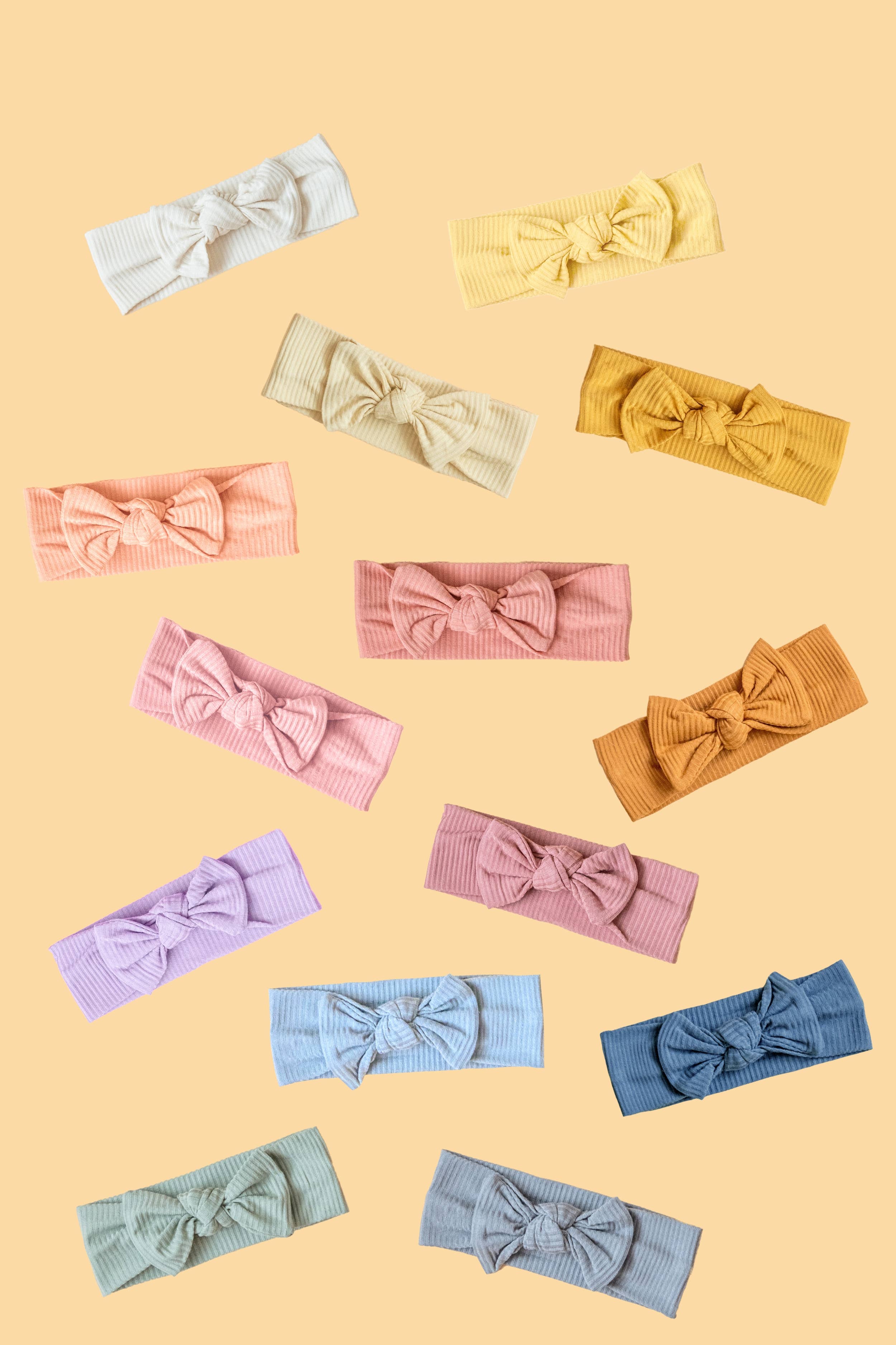 Kiin Baby - Bamboo Stretch Bow Headband Peach Sunset