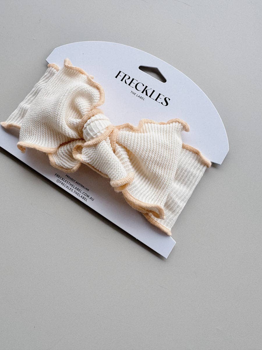 Freckles the Label - Knit Frill Baby Headband Snow/Butter