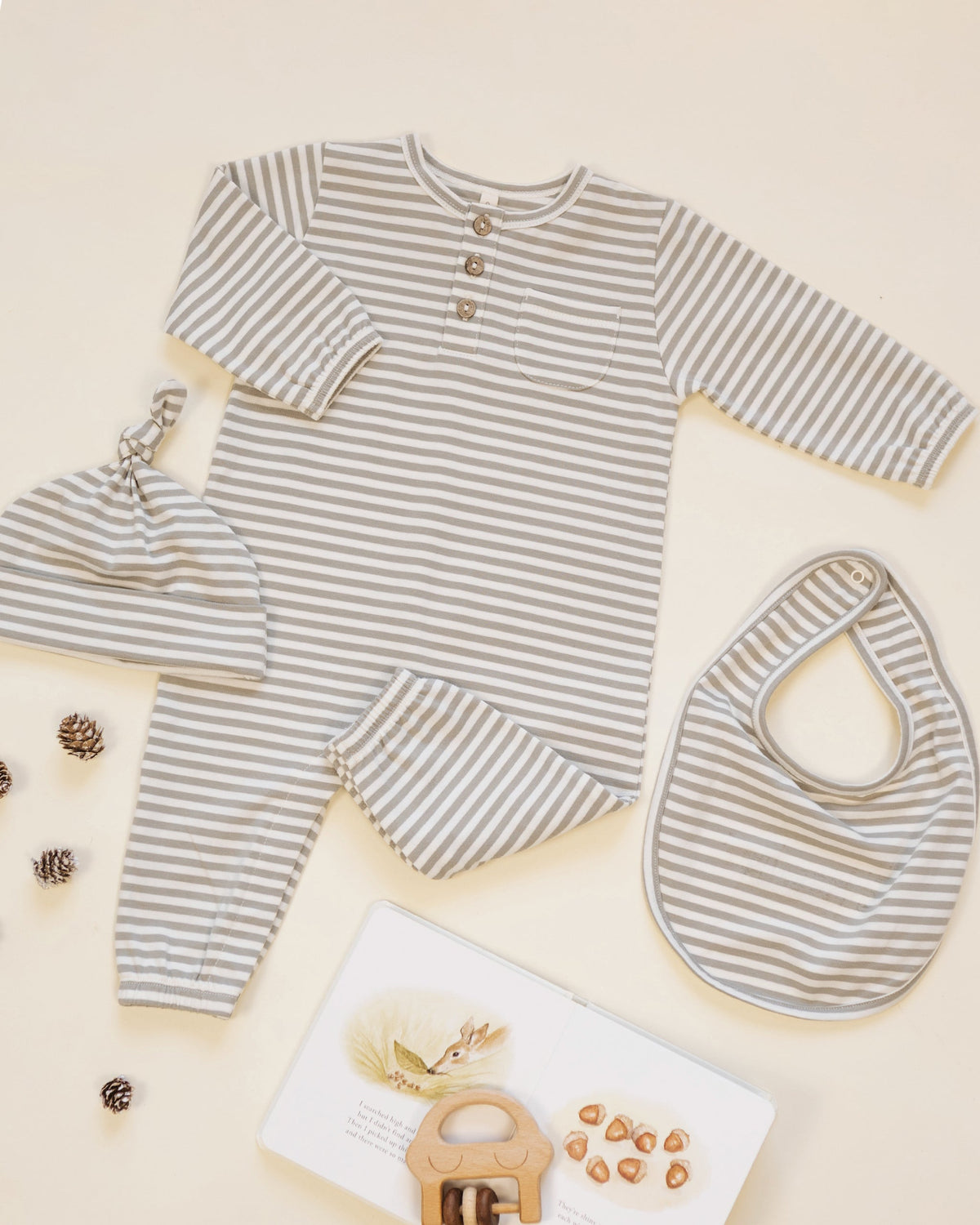 Quincy Mae Long Sleeve Pocket Jumpsuit Laurel Stripe