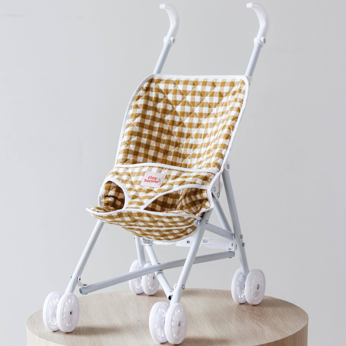 Tiny Harlow Folding Dolls Stroller - Mustard Gingham