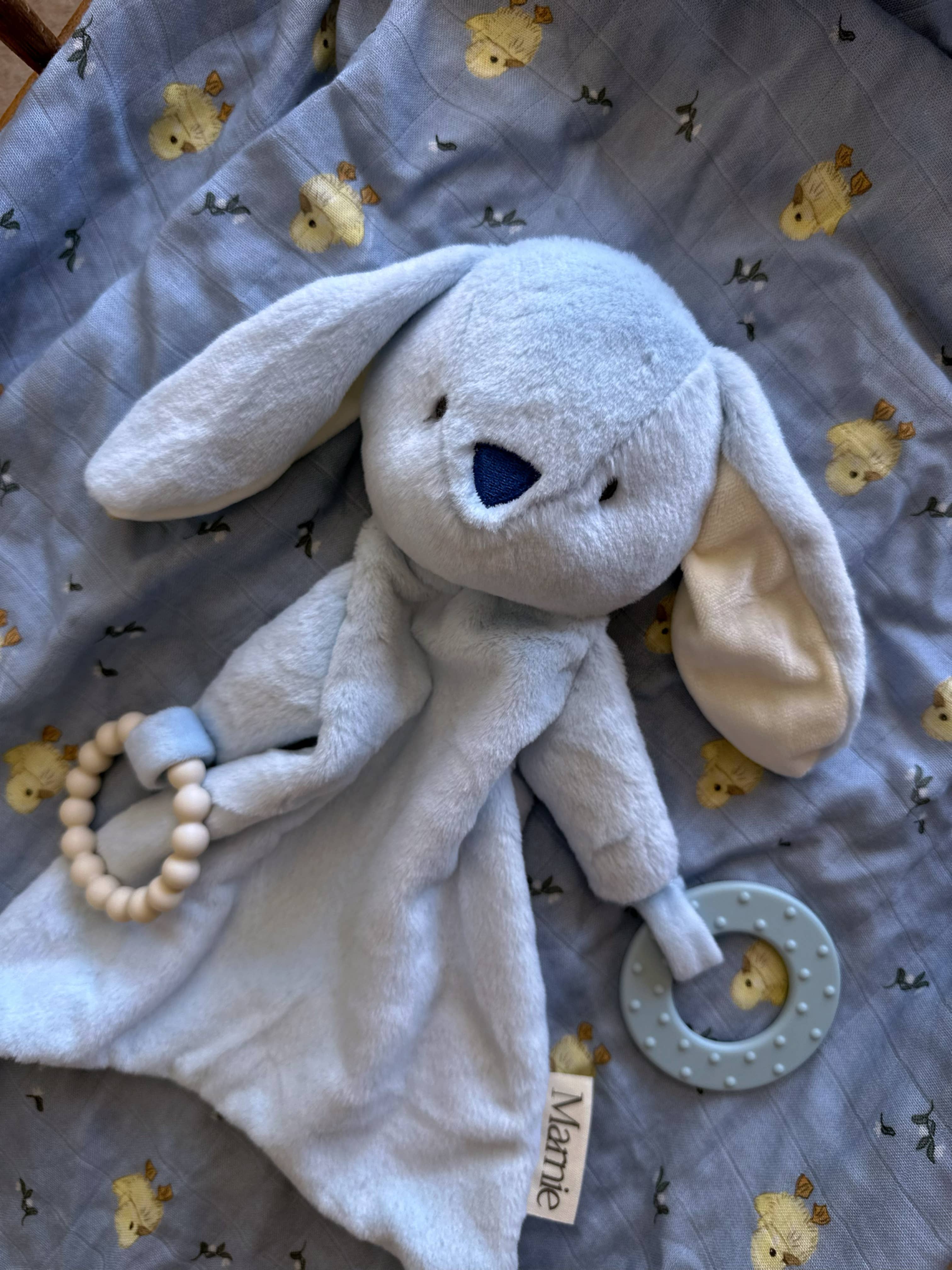 The Name Nest - Marnie Bunny Comforter and Teether Blue