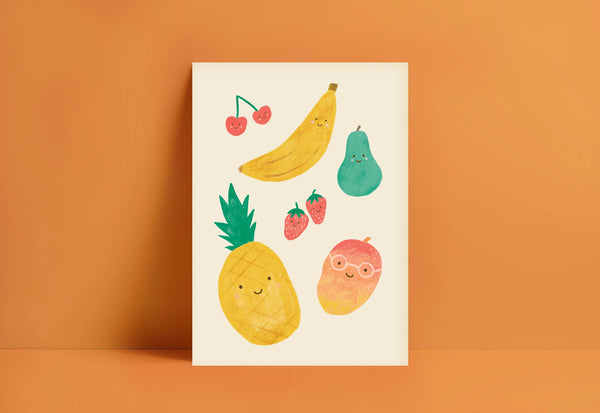 Cute Fruit Wall Art Print