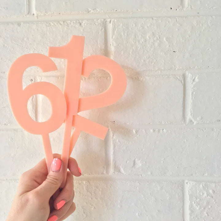 Number 6, 1 and 2 large cake topper in blush.
