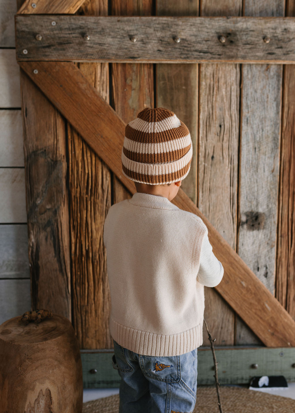 Acorn Kids - Tokyo Merino Beanie Caramel Stripe
