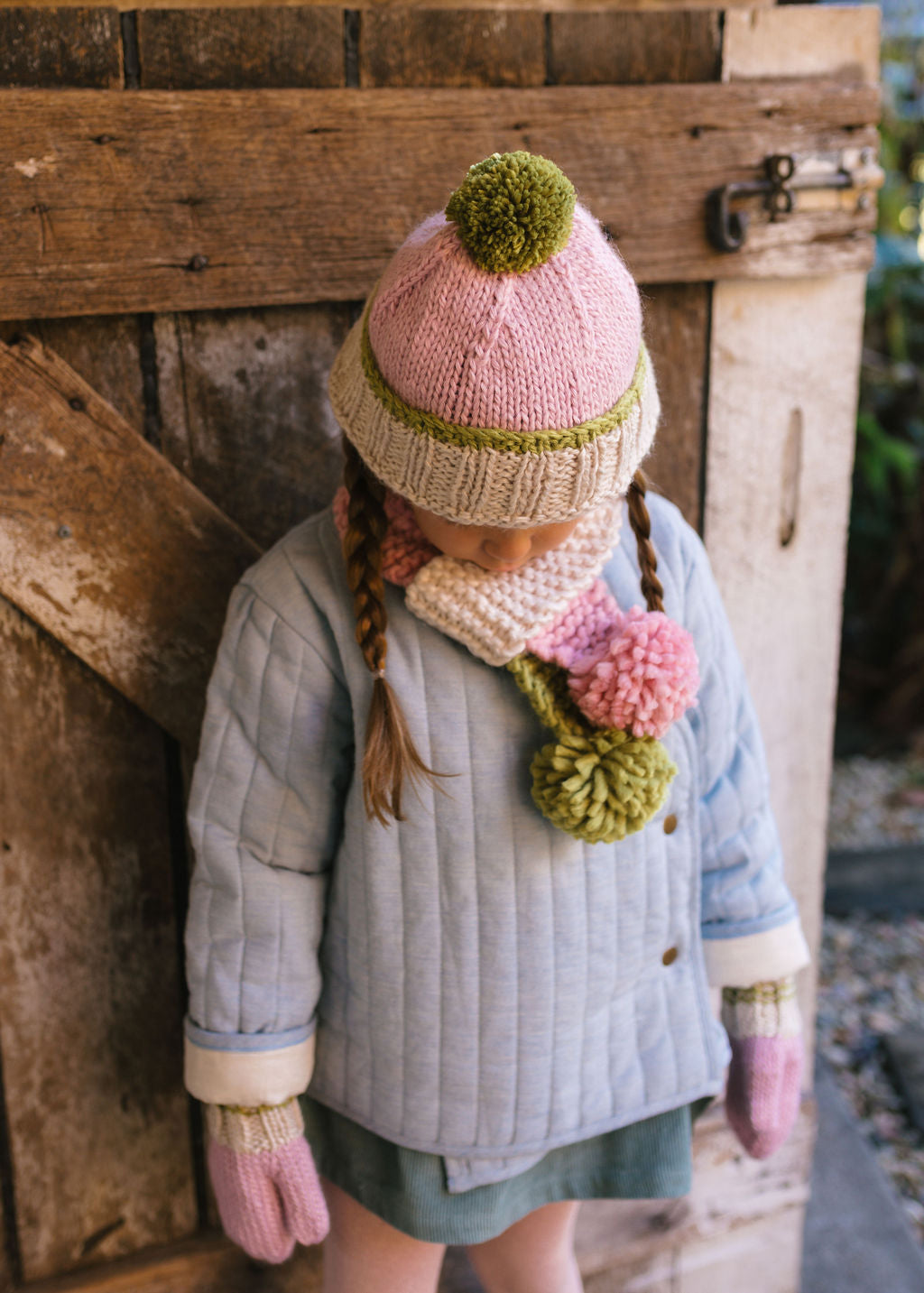 Acorn Kids - Teddy Beanie Pink & Green