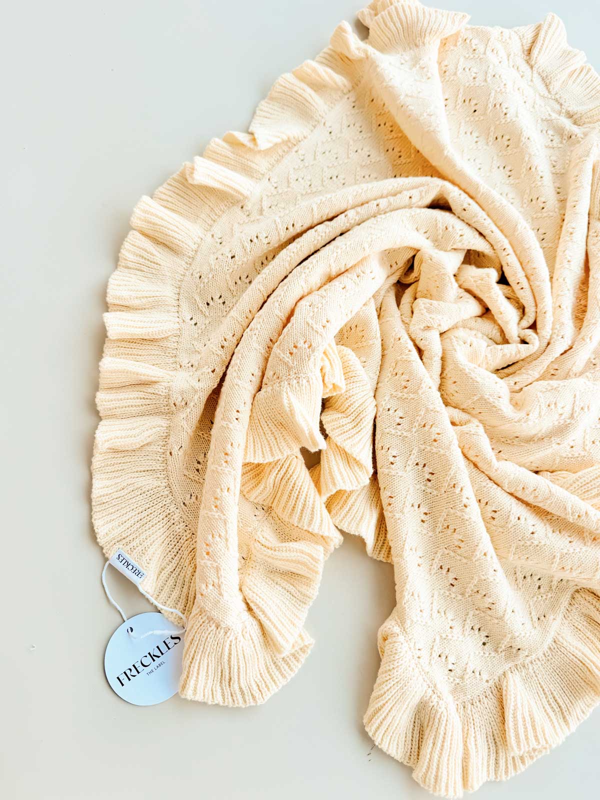 Freckles the Label Mila Pointelle Frill Blanket Butter