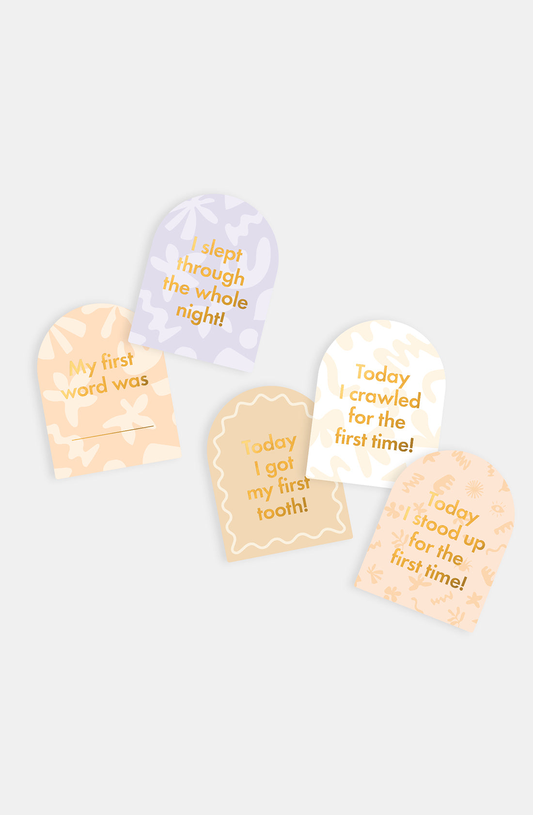 Celebrate your little one's milestones with the FOX & FALLOW - Baby Milestone Cards Helios set of five cards—perfect for capturing first words, first tooth, and more. Ideal as keepsakes or memorable announcement cards!.