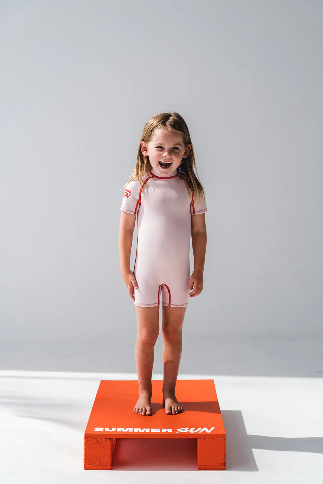 Summer Sun Label - Short Sleeve Springsuit Powder Pink/Tomato