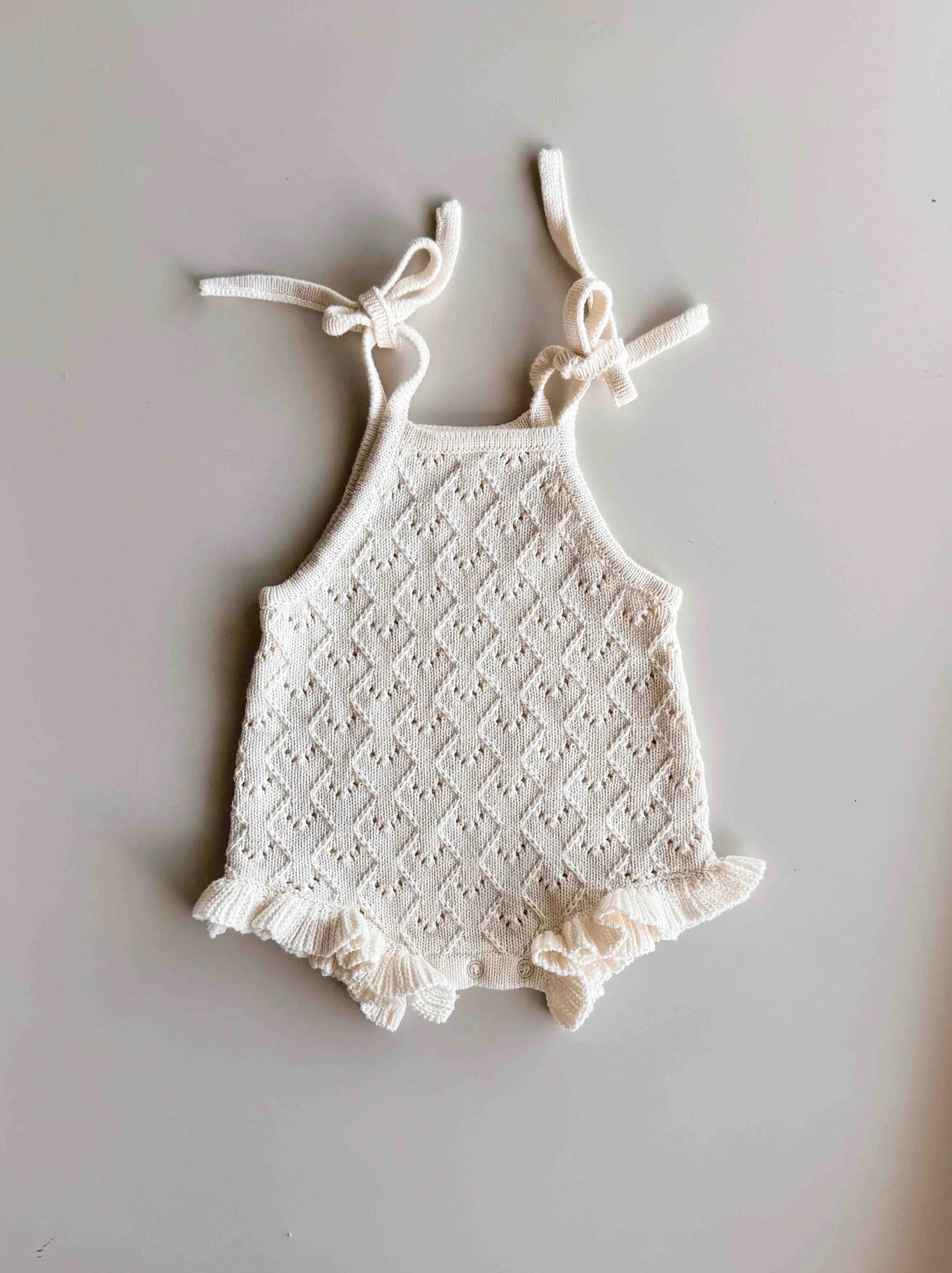 Freckles the Label - Mila Pointelle Tie Romper Snow