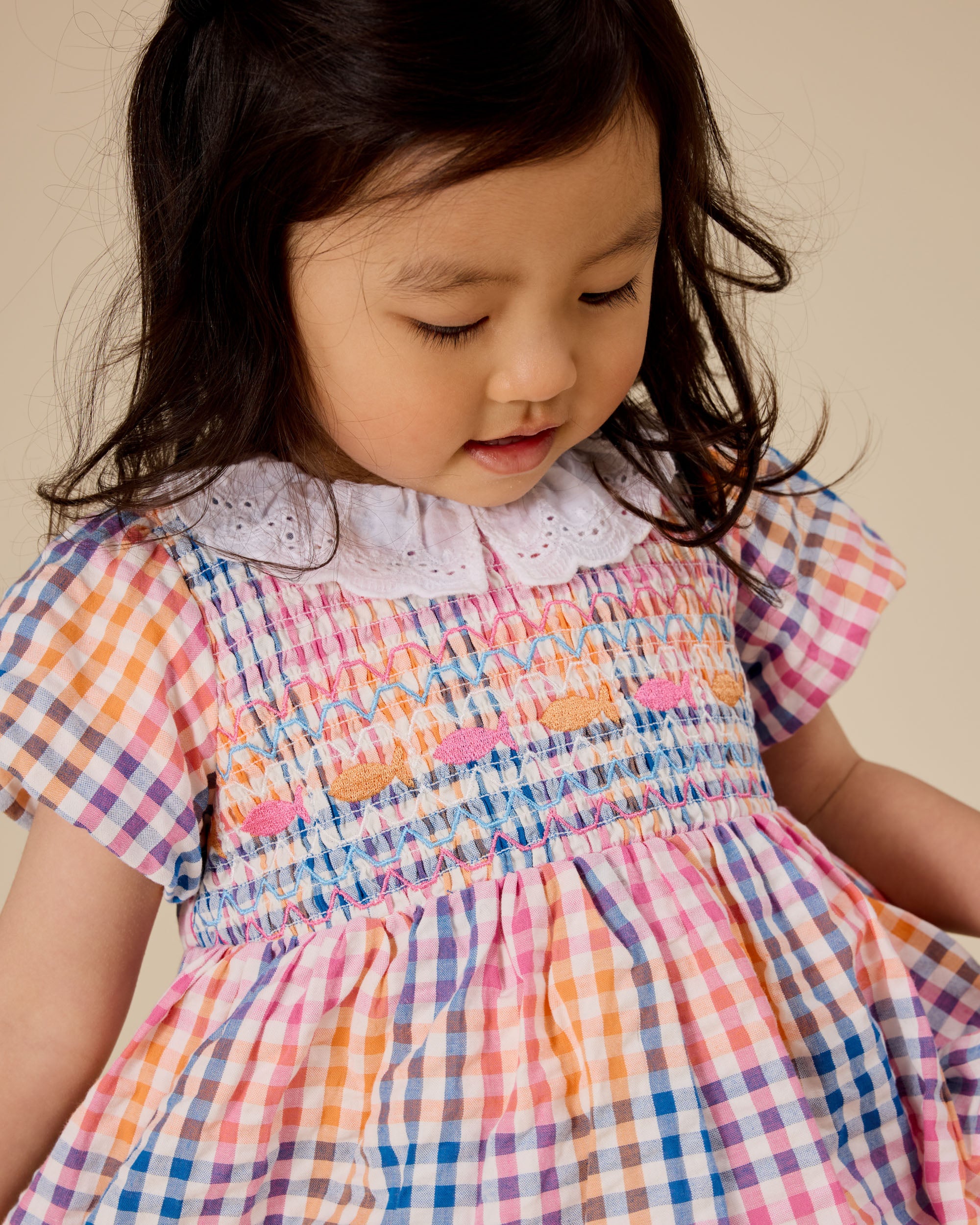 Goldie + Ace - Rainbow Gingham Flo Smocked Dress