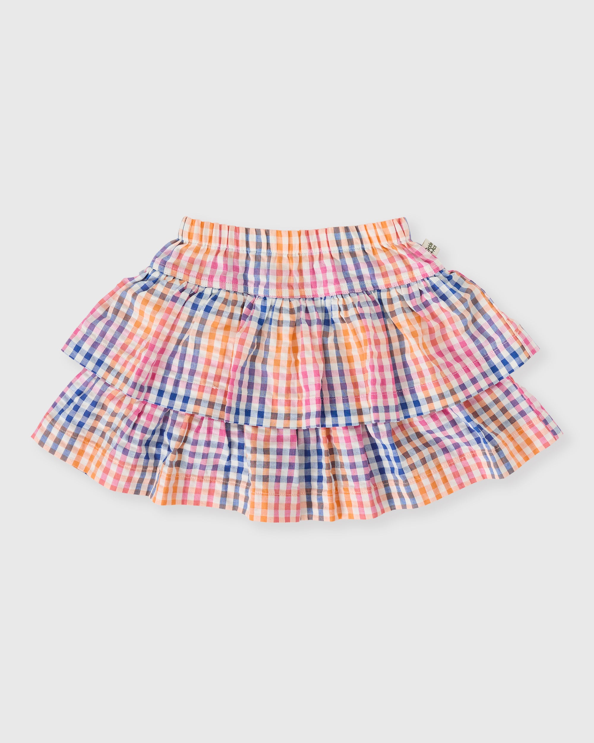 Goldie + Ace - Rainbow Gingham Ria Ruffle Skirt