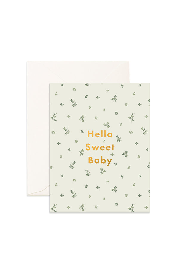 'Hello Sweet Baby' Broderie Greeting Card