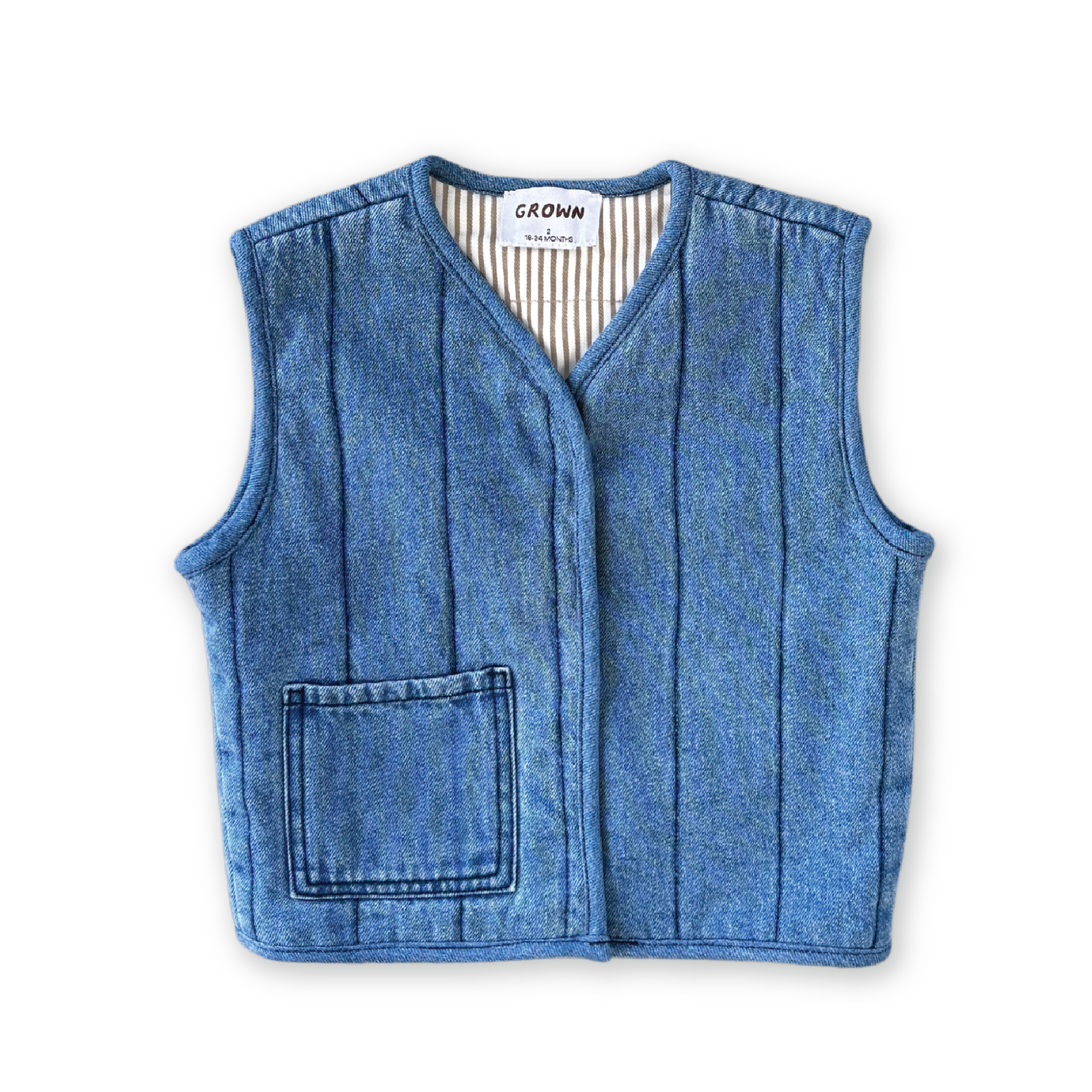 Grown - Quilted Reversible Vest Denim