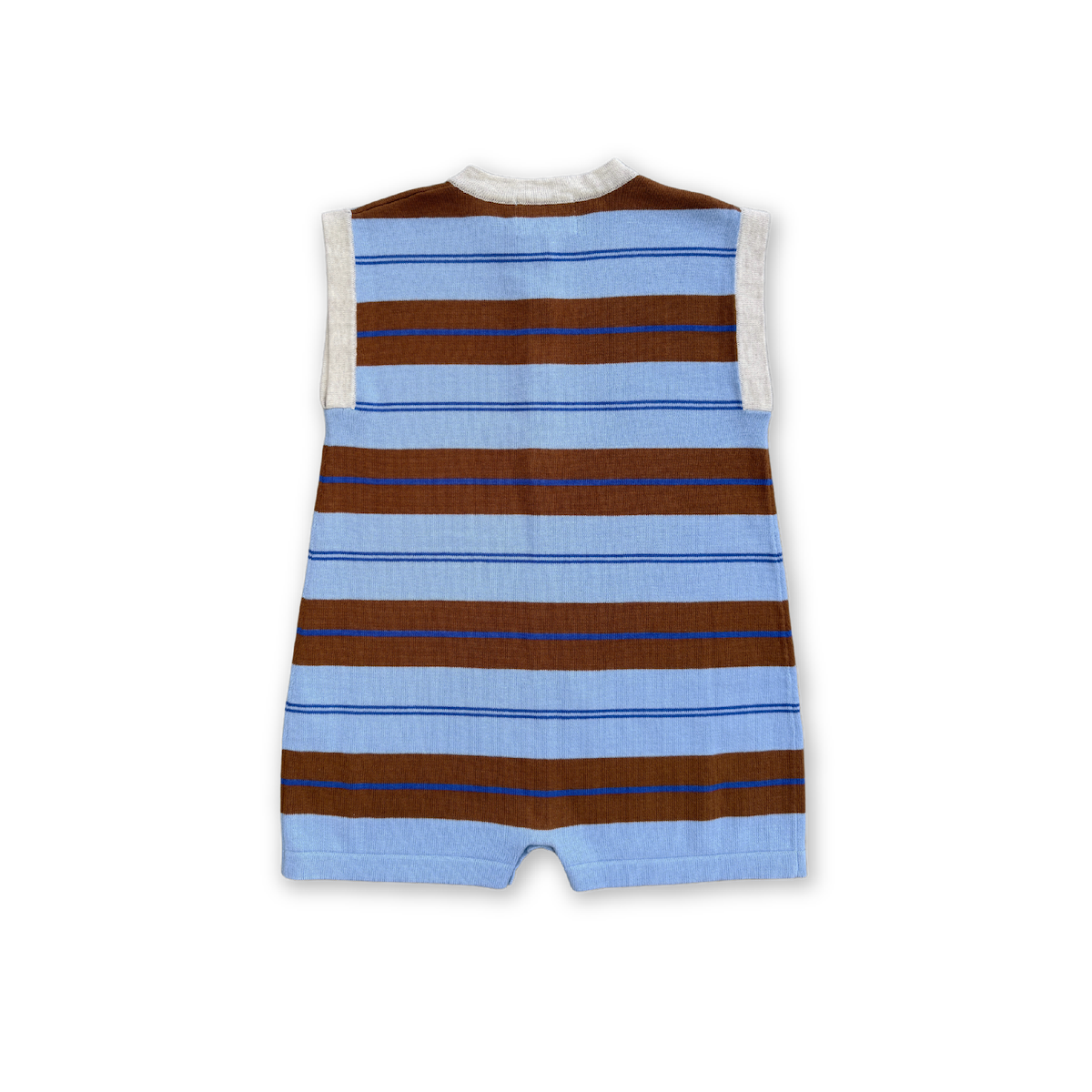 Grown - Organic Knitted Club Stripe Button-Up Romper Bubble