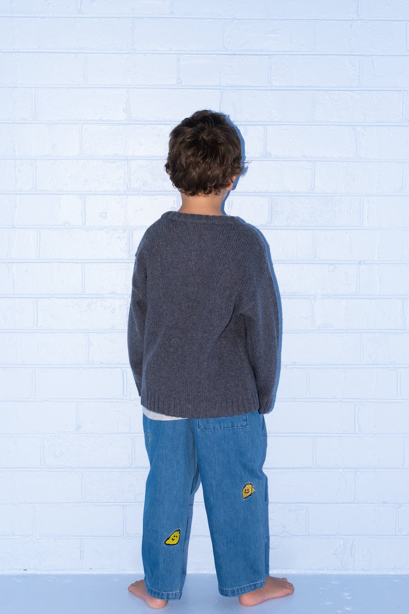 Grown - Merino Blend Knit Pull Over Charcoal