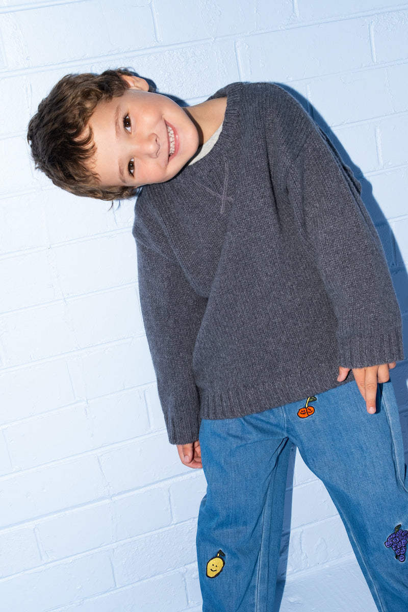 Grown - Merino Blend Knit Pull Over Charcoal