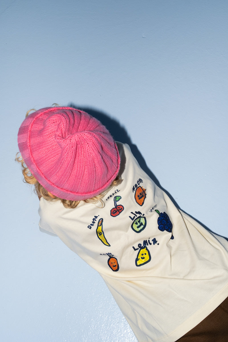 Grown - Merino Blend Rib Knit Beanie Raspberry