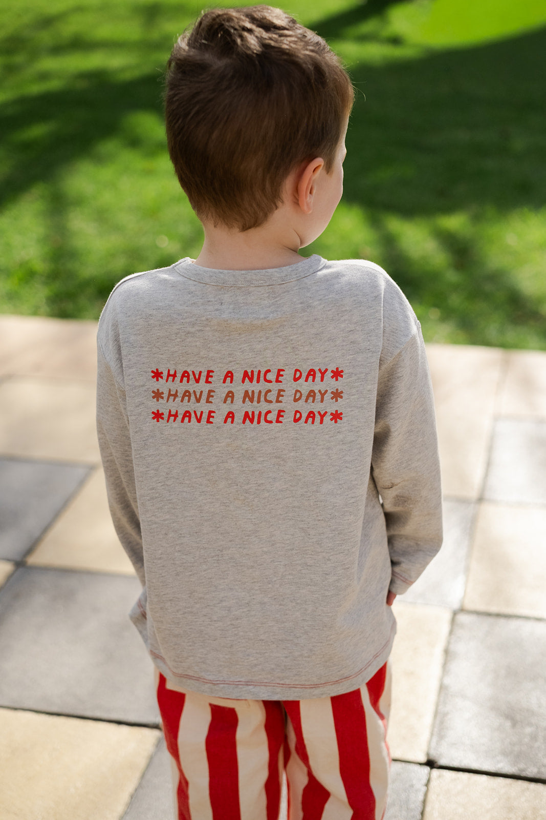 Grown - Organic Have A Nice Day LS Tee Grey Marle