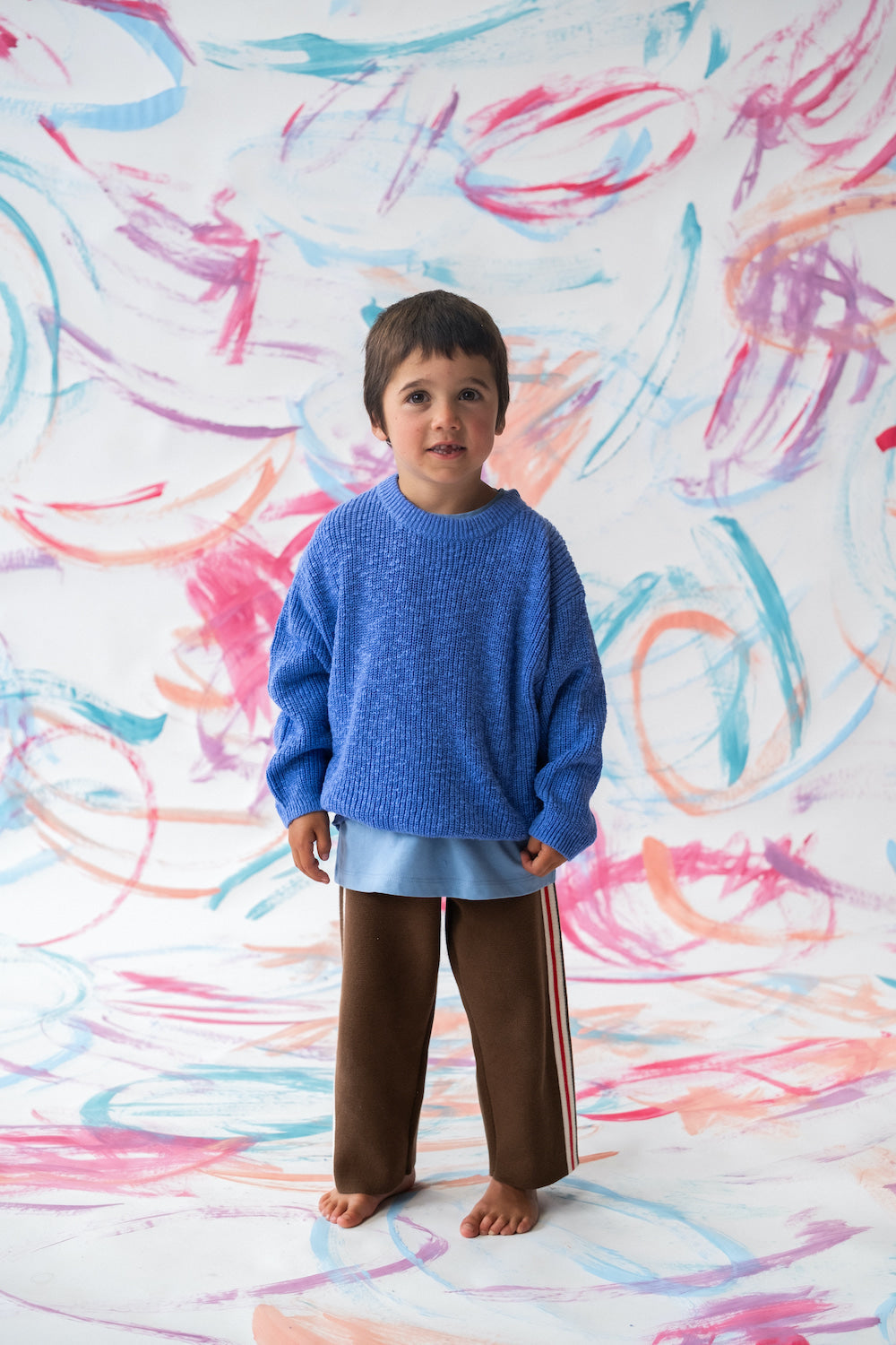 Grown - Textured Organic Slub Knit Pull Over Cobalt