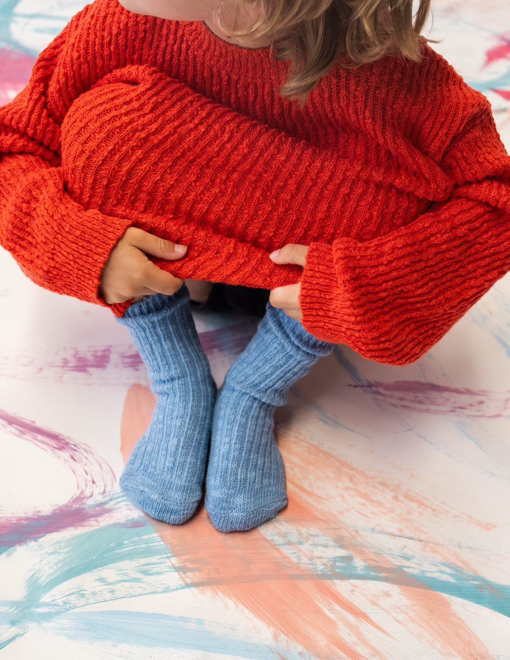 Grown - Cotton Slub Chunky Rib Socks Duck Egg