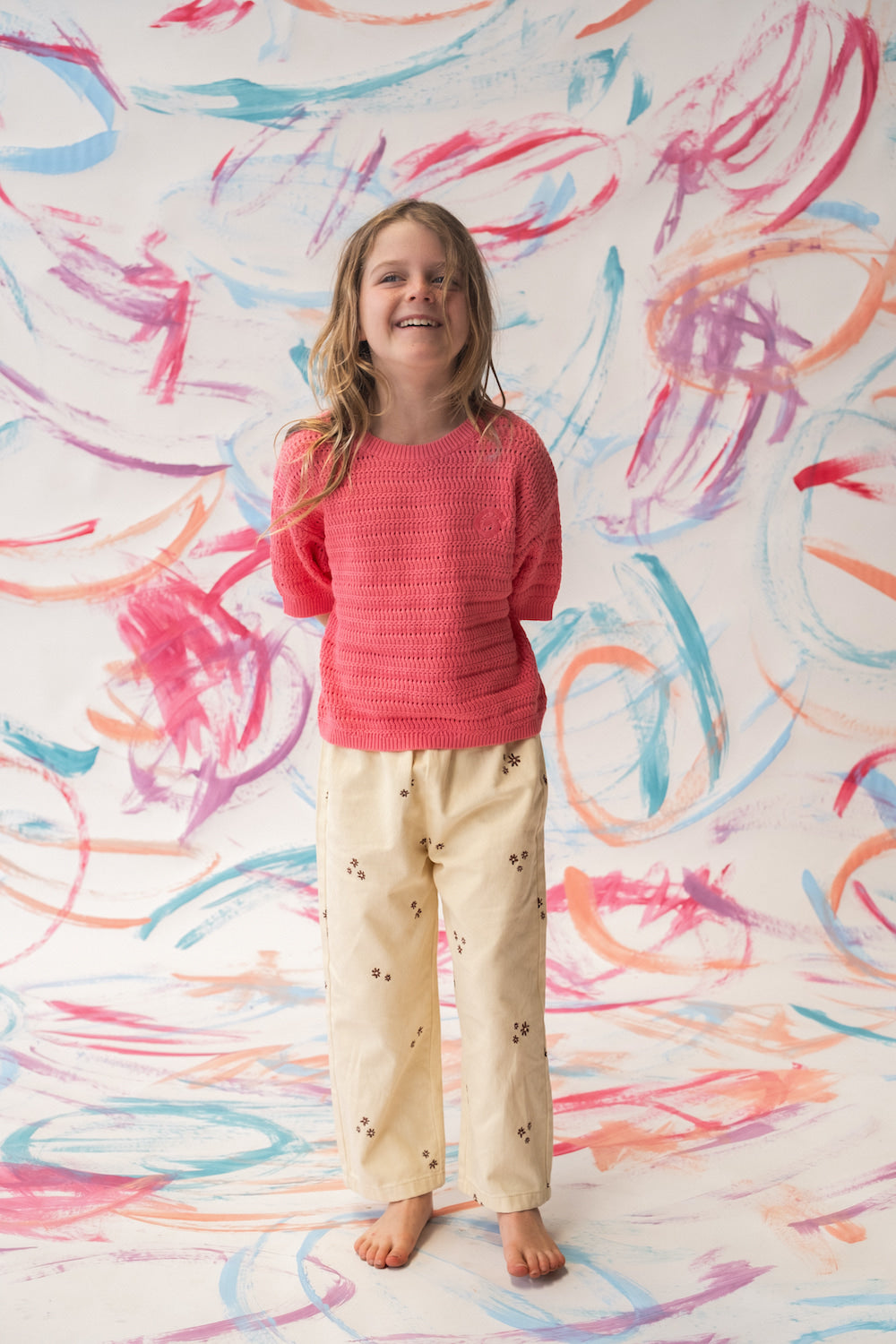 Grown - Organic Denim Wild Flower Embroidery Pant Milk