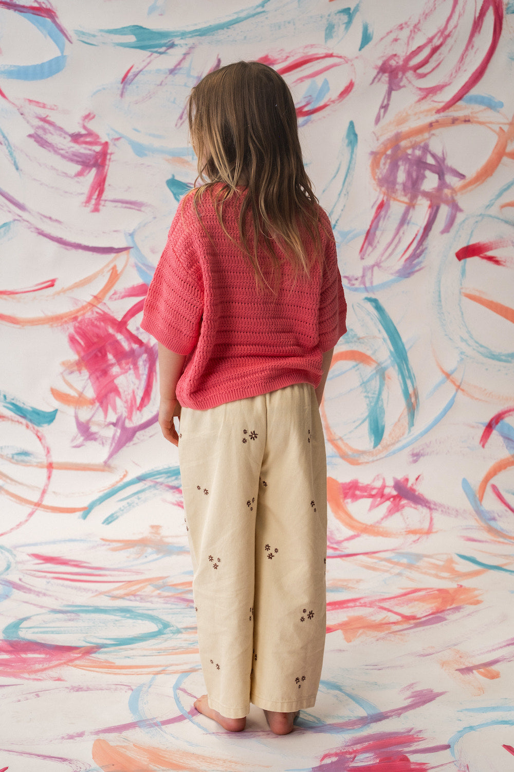 Grown - Organic Denim Wild Flower Embroidery Pant Milk